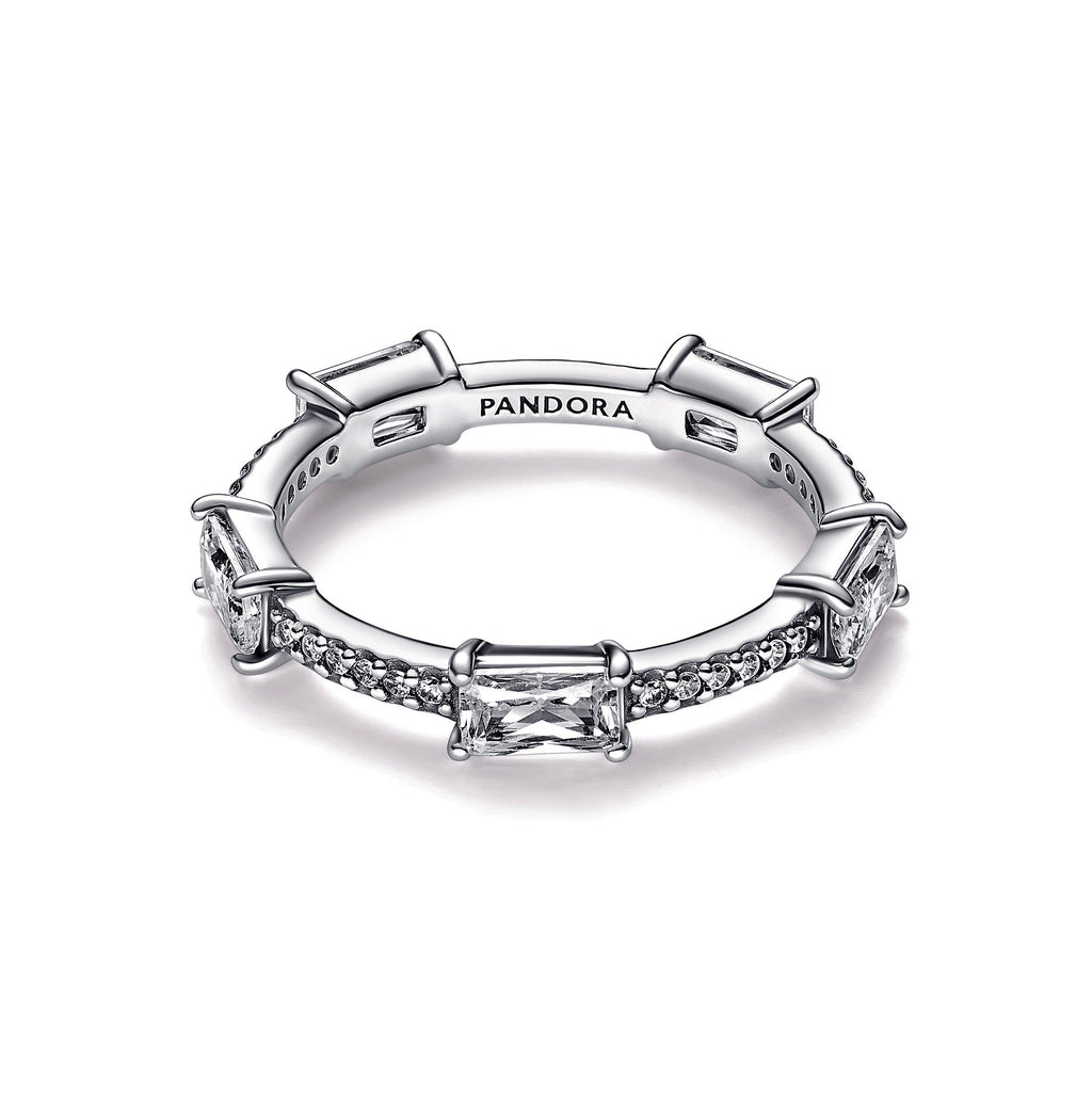 PANDORA Rectangular Bars Sparkling Pavé Ring Cubic Zirconia Weddings Rings Statement Ring Jewelry Gift