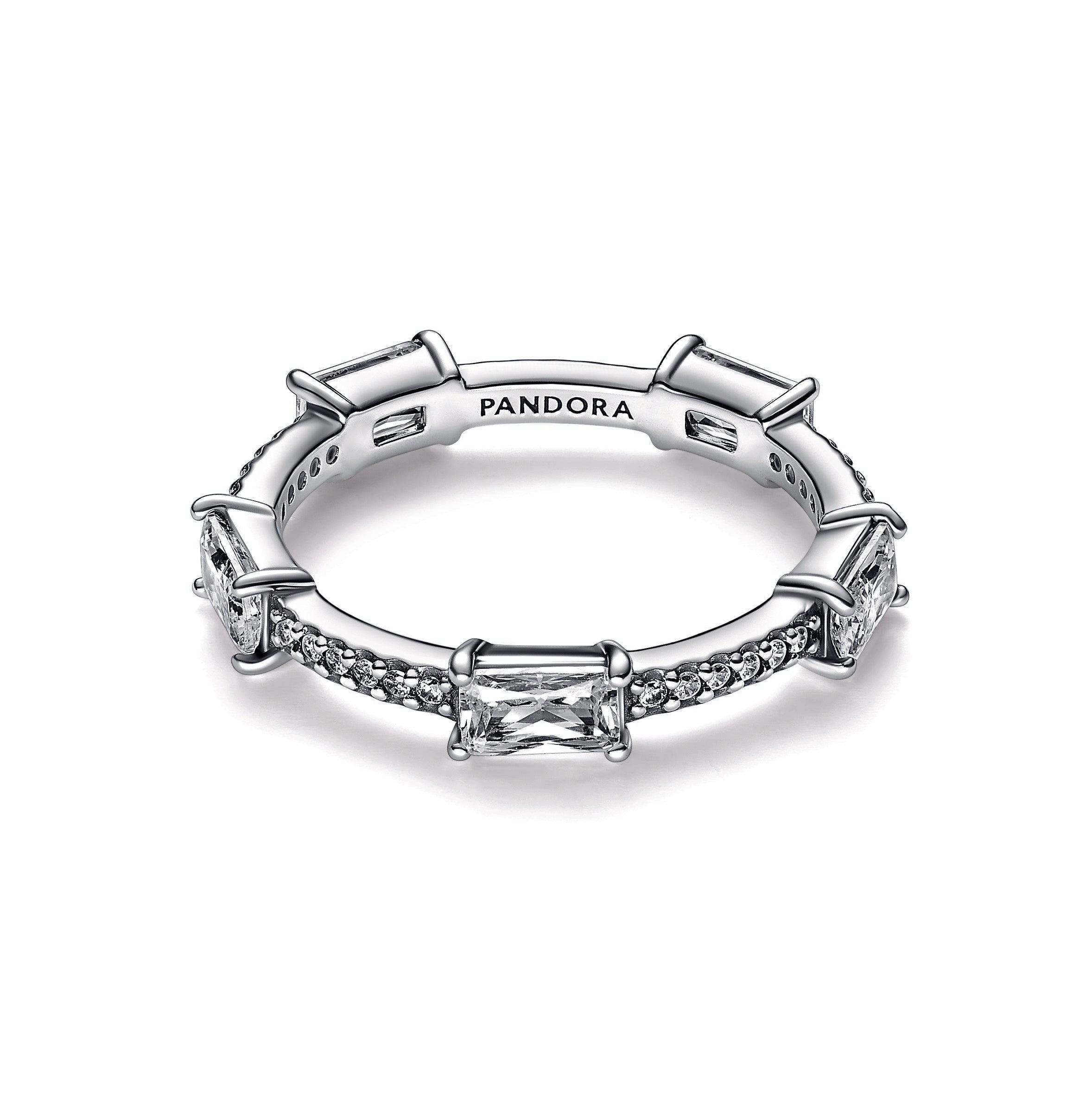 PANDORA Rectangular Bars Sparkling Pavé Ring Cubic Zirconia Weddings Rings Statement Ring Jewelry Gift