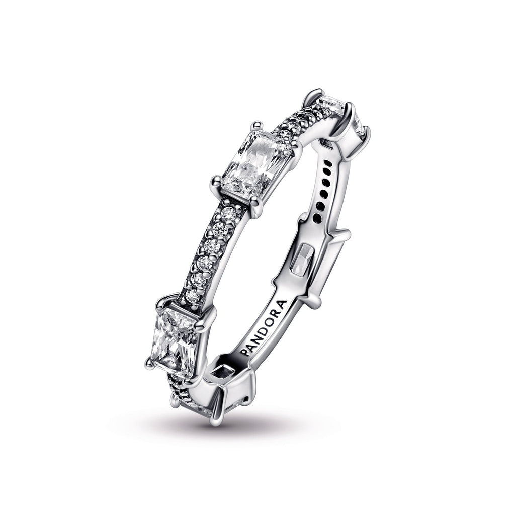 PANDORA Rectangular Bars Sparkling Pavé Ring Cubic Zirconia Weddings Rings Statement Ring Jewelry Gift