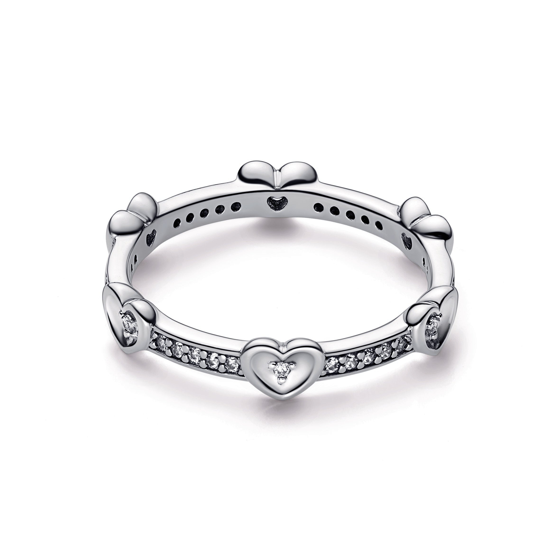 PANDORA Radiant Sparkling Hearts Ring Cubic Zirconia Rings Statement Ring Jewelry Gift