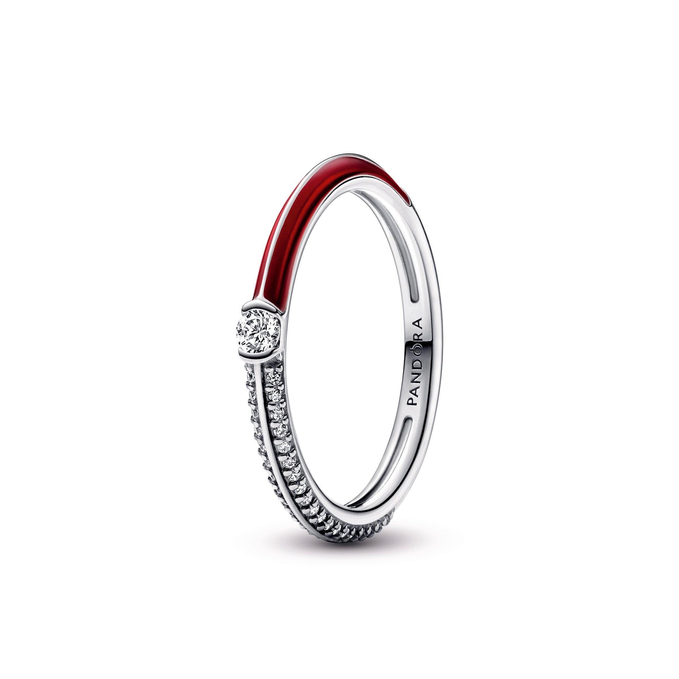 PANDORA ME Pavé And Red Dual Ring Cubic Zirconia Rings Statement Ring Jewelry Gift
