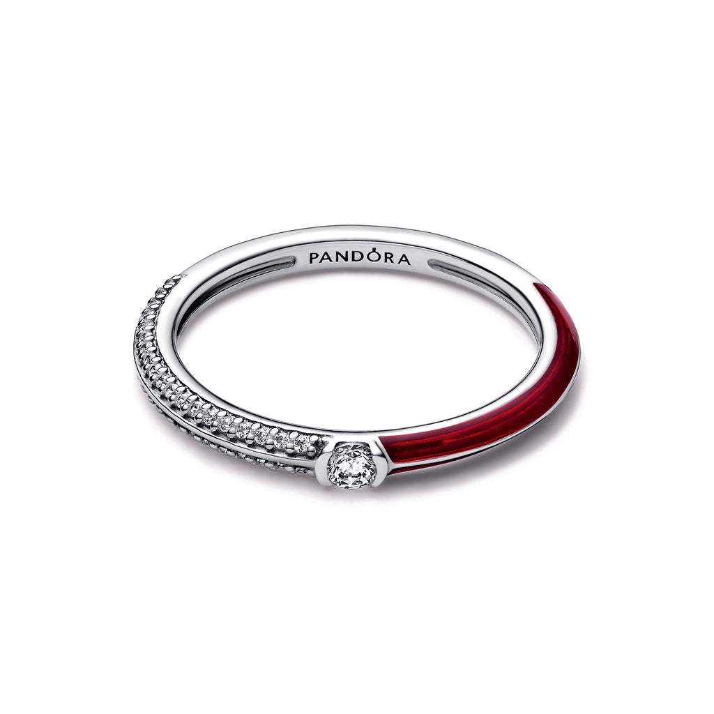 PANDORA ME Pavé And Red Dual Ring Cubic Zirconia Rings Statement Ring Jewelry Gift