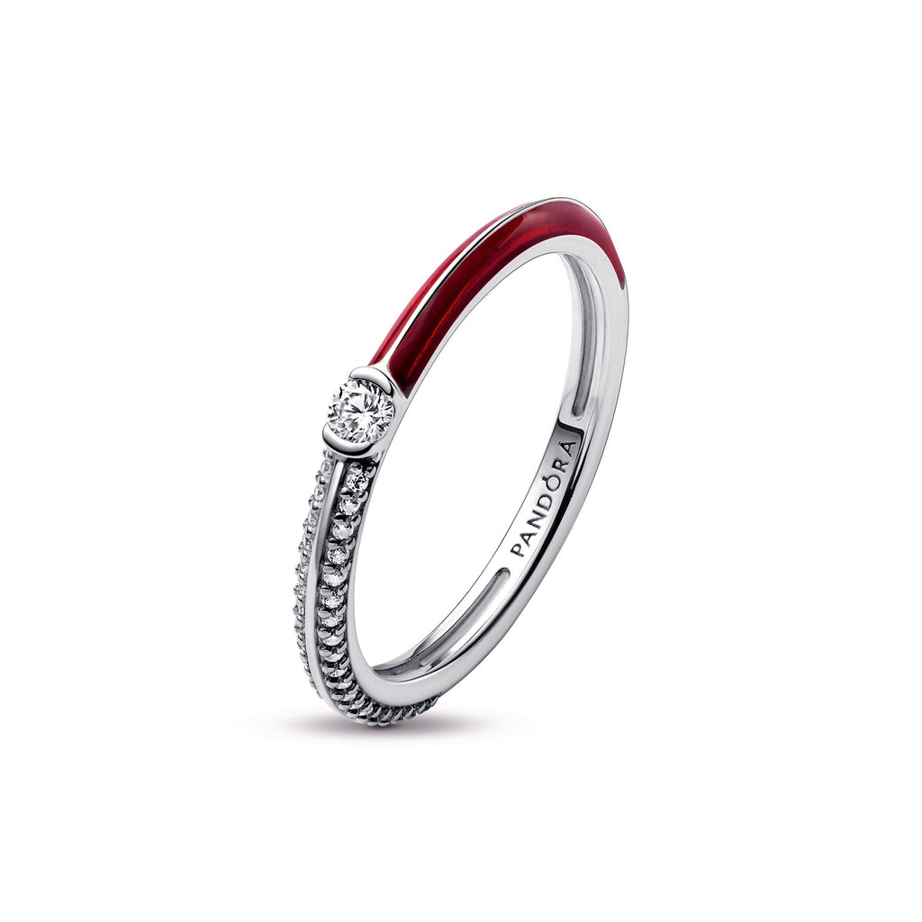 PANDORA ME Pavé And Red Dual Ring Cubic Zirconia Rings Statement Ring Jewelry Gift