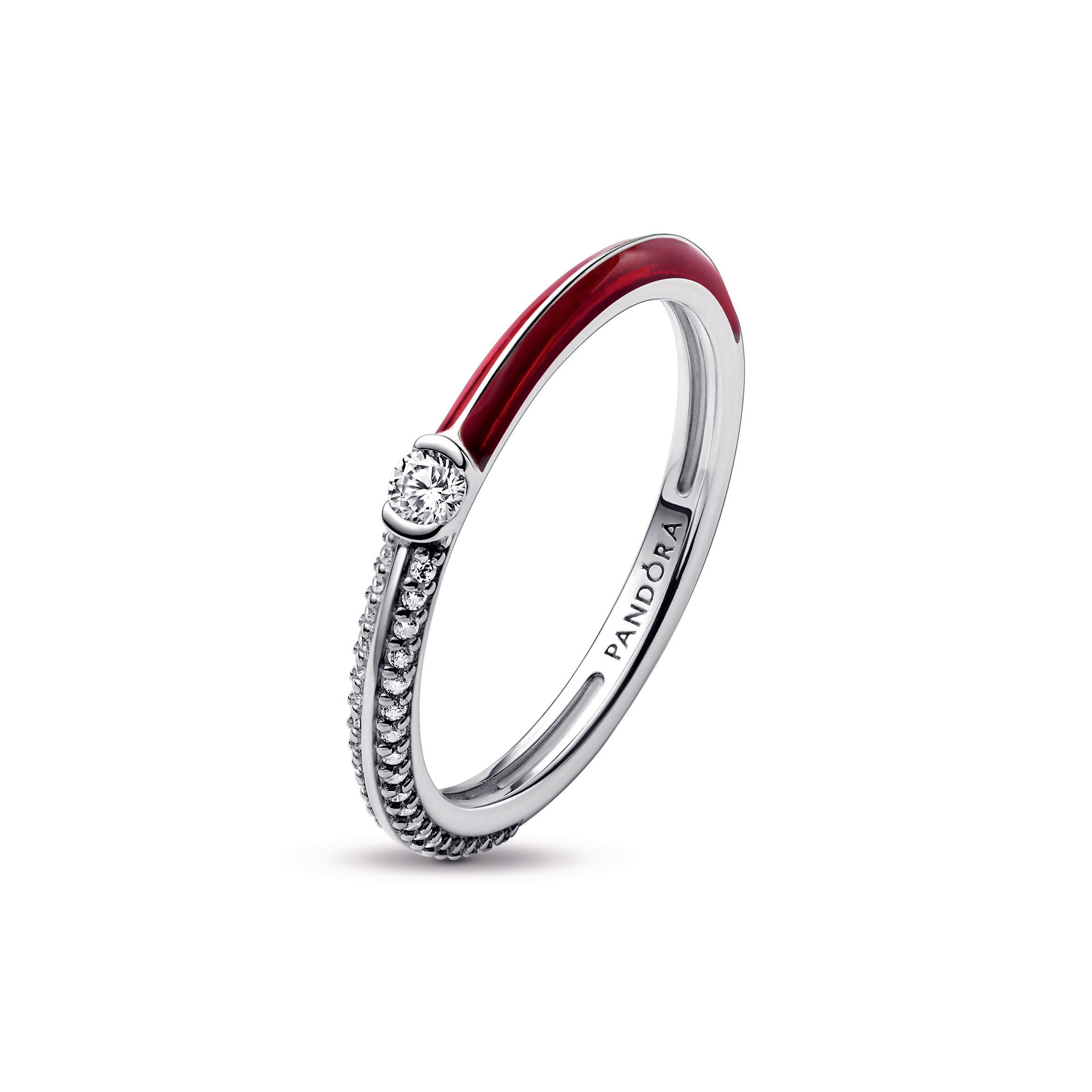 PANDORA ME Pavé And Red Dual Ring Cubic Zirconia Rings Statement Ring Jewelry Gift