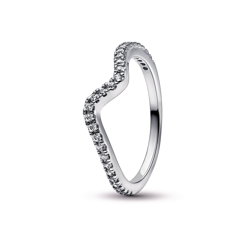 PANDORA Sparkling Wave Ring Cubic Zirconia Rings Statement Ring Jewelry Gift