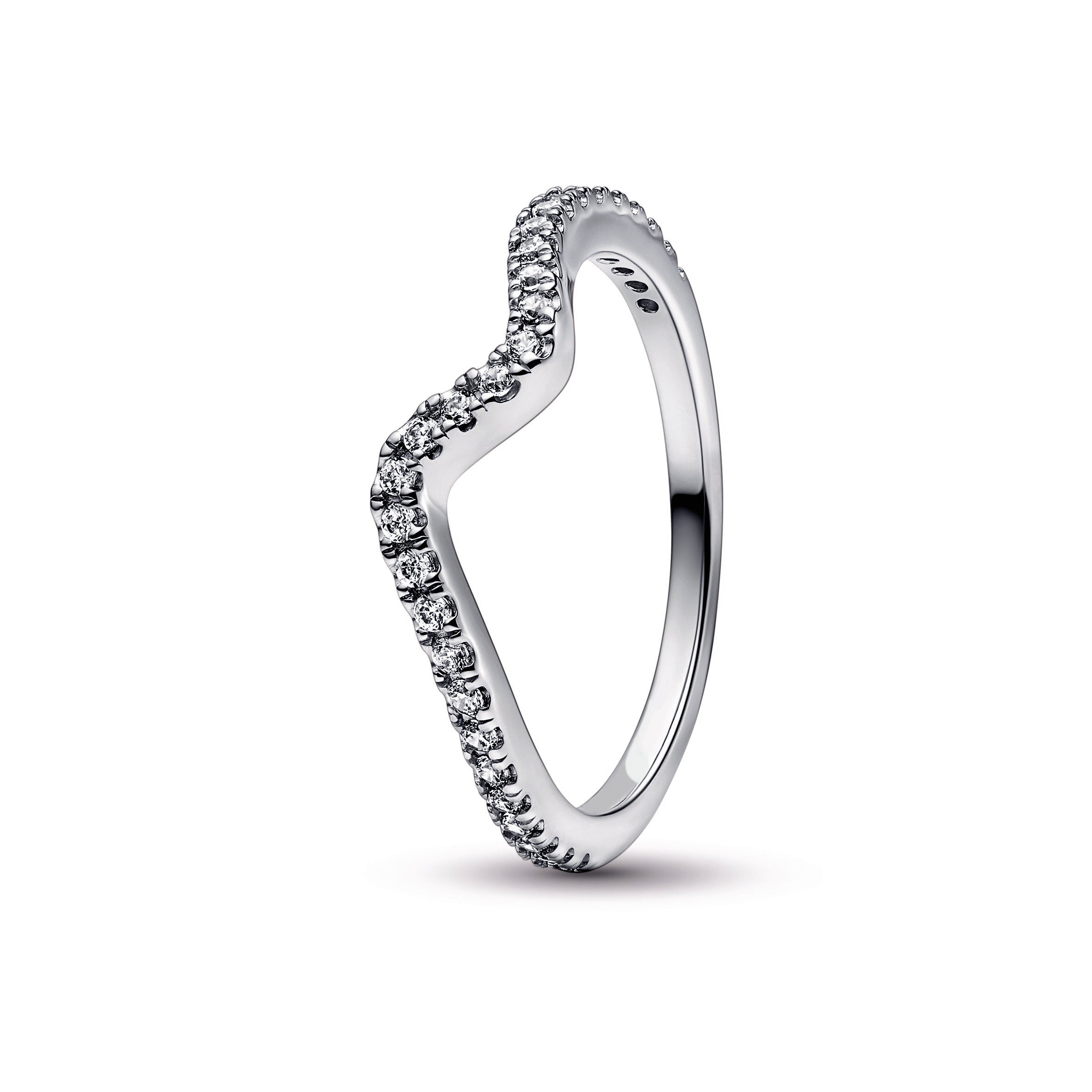 PANDORA Sparkling Wave Ring Cubic Zirconia Rings Statement Ring Jewelry Gift