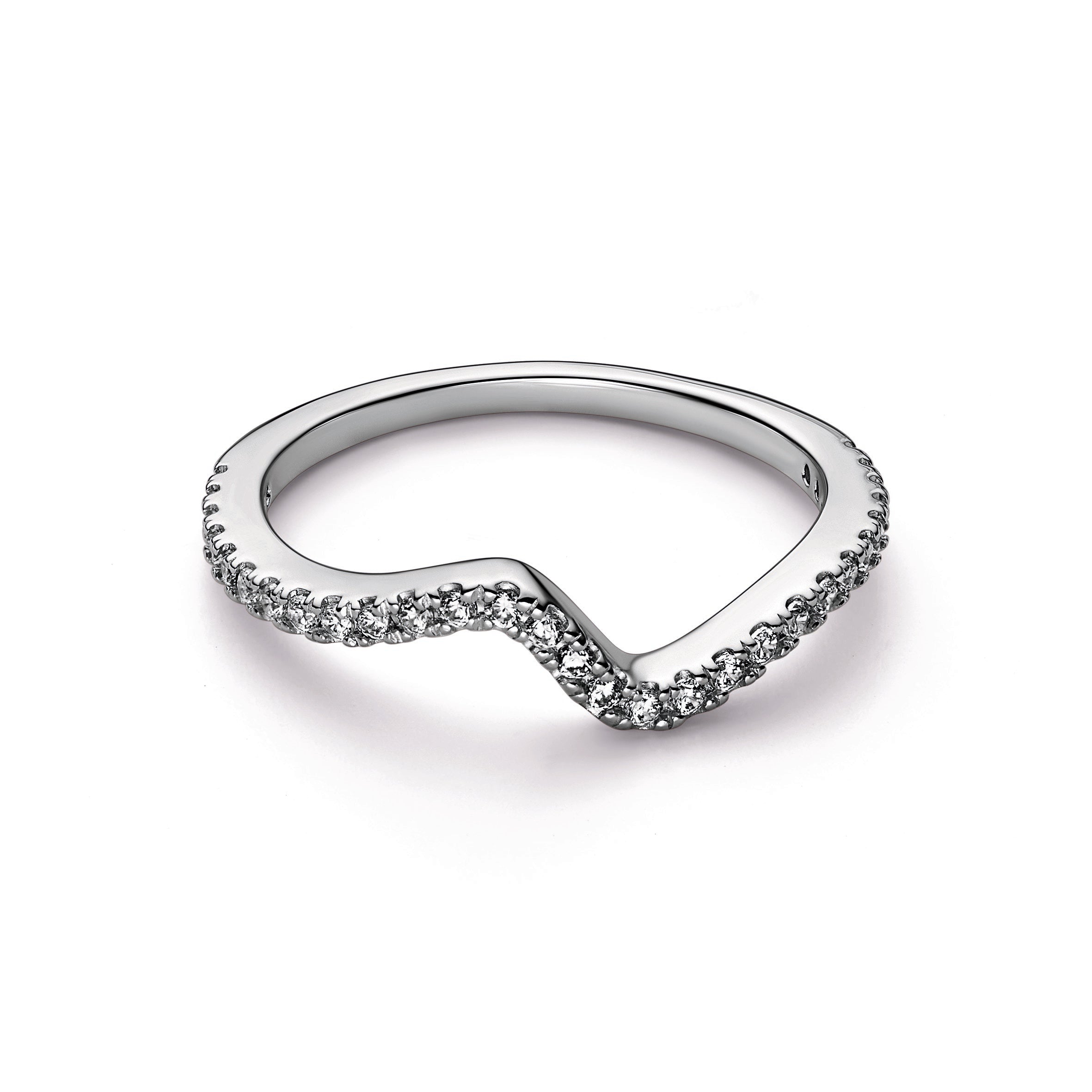 PANDORA Sparkling Wave Ring Cubic Zirconia Rings Statement Ring Jewelry Gift