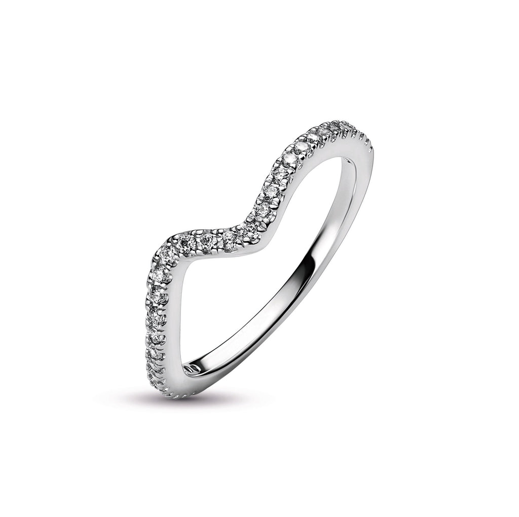 PANDORA Sparkling Wave Ring Cubic Zirconia Rings Statement Ring Jewelry Gift