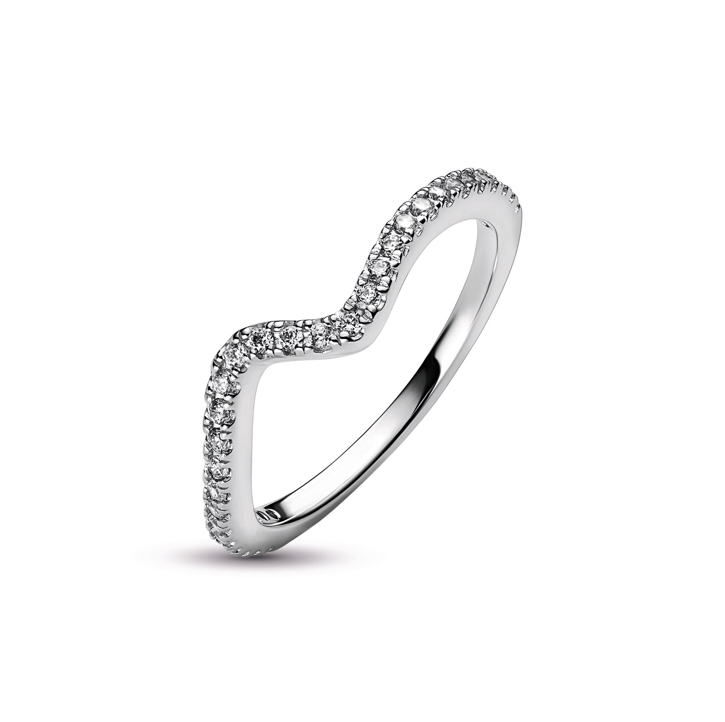PANDORA Sparkling Wave Ring Cubic Zirconia Rings Statement Ring Jewelry Gift