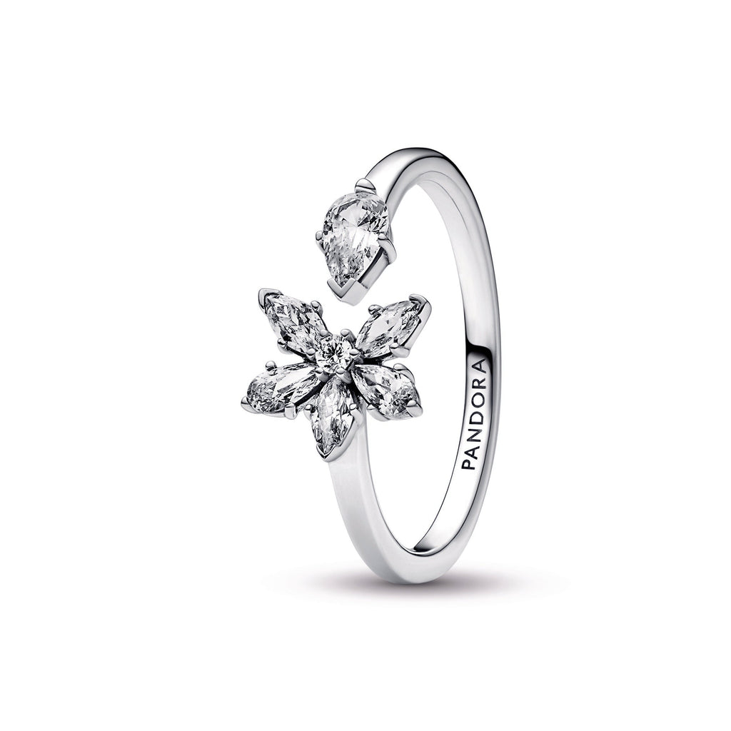 PANDORA Sparkling Herbarium Cluster Open Ring Sterling Silver Rings Statement Ring Jewelry Gift