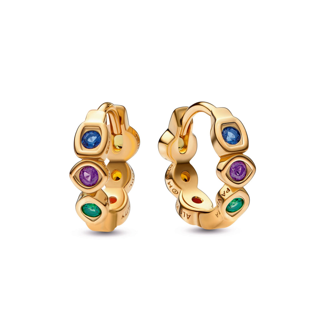 PANDORA Marvel The Avengers Infinity Stones Hoop Earrings 14K Gold Plated Unique Metal Blend Statement Ring Jewelry Gift