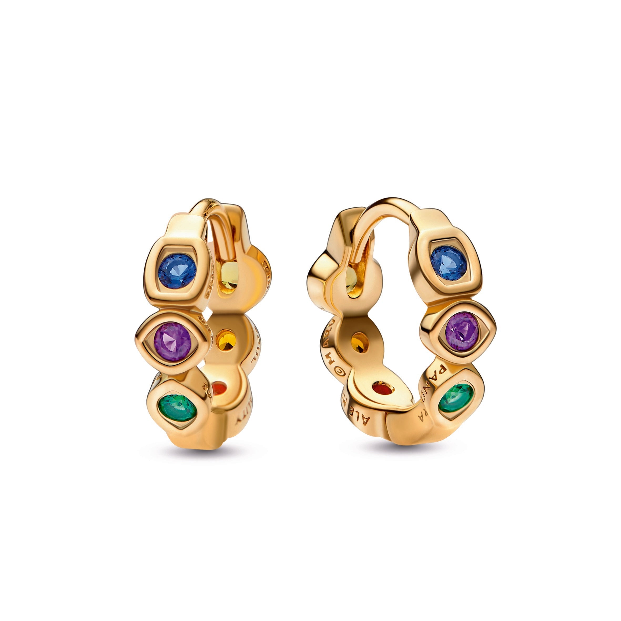 PANDORA Marvel The Avengers Infinity Stones Hoop Earrings 14K Gold Plated Unique Metal Blend Statement Ring Jewelry Gift