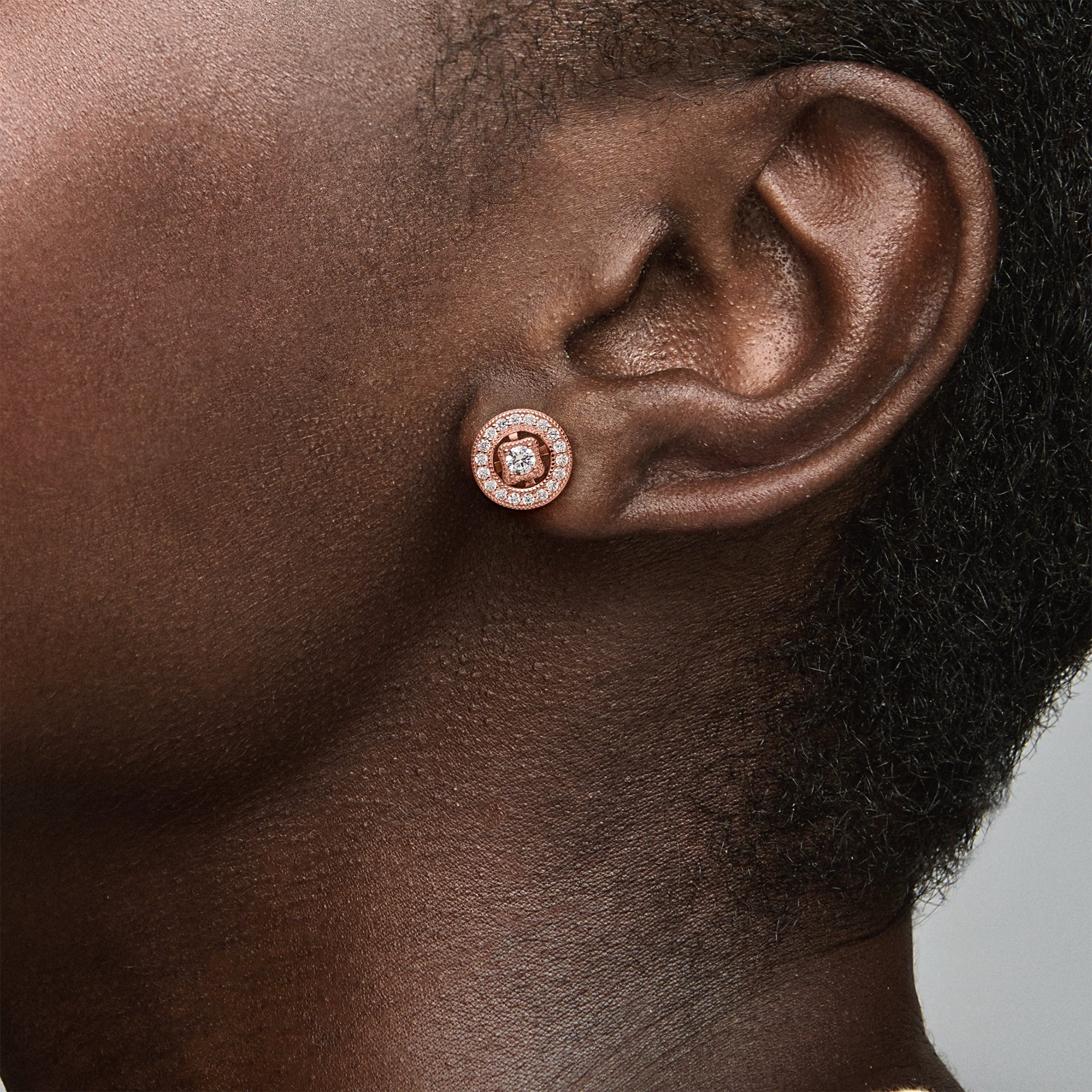 PANDORA Vintage Circle Stud Earrings 14K Rose Gold Plated Unique Metal Blend Weddings Statement Ring Jewelry Gift