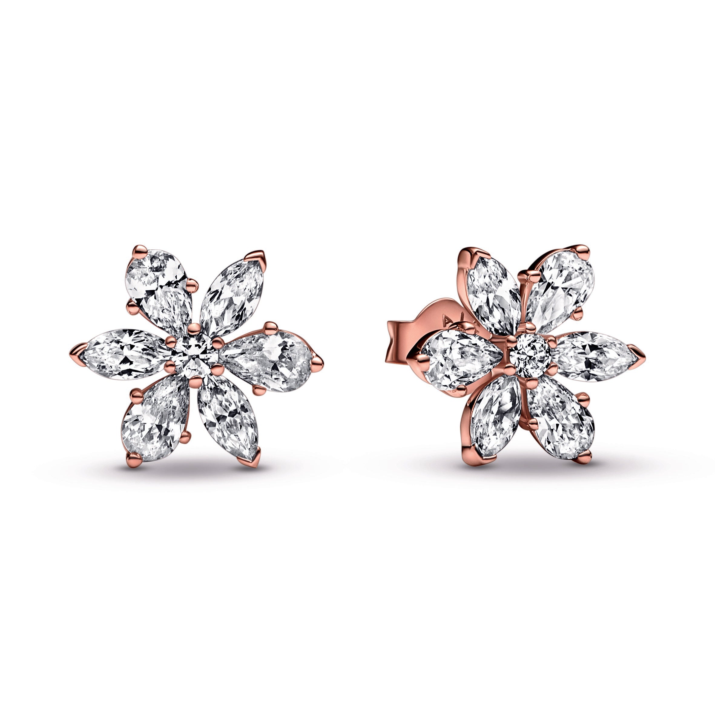 PANDORA Sparkling Herbarium Cluster Stud Earrings 14K Rose Gold Plated Unique Metal Blend Statement Ring Jewelry Gift