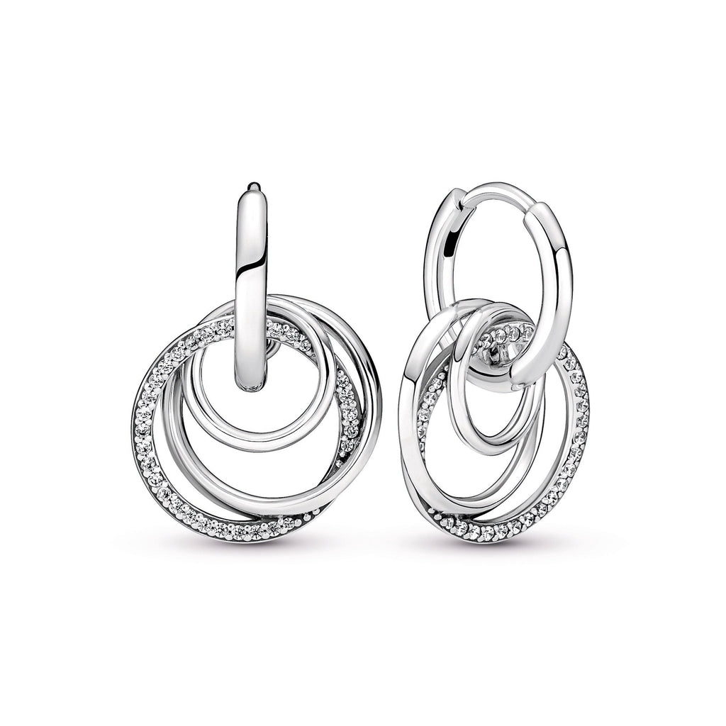 PANDORA Family Always Encircled Hoop Earrings Cubic Zirconia Statement Ring Jewelry Gift