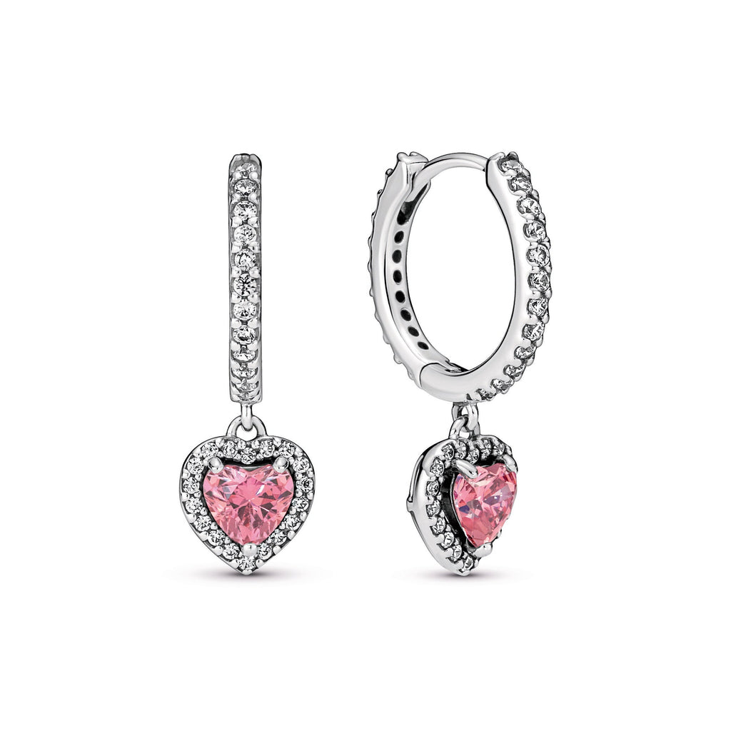 PANDORA Sparkling Halo Heart Hoop Earrings Cubic Zirconia Statement Ring Jewelry Gift
