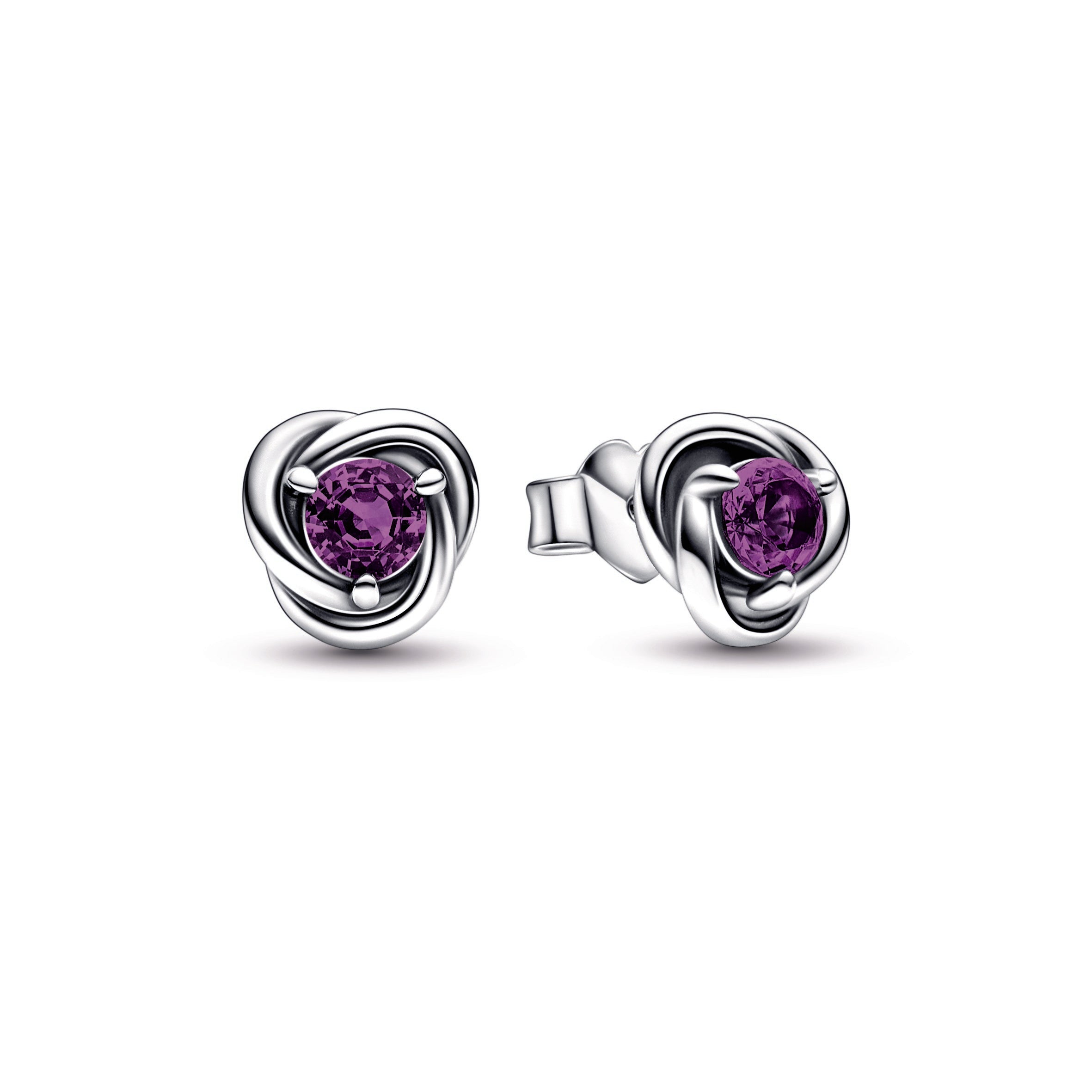 PANDORA Purple Eternity Circle Stud Earrings Crystals Birthdays Statement Ring Jewelry Gift