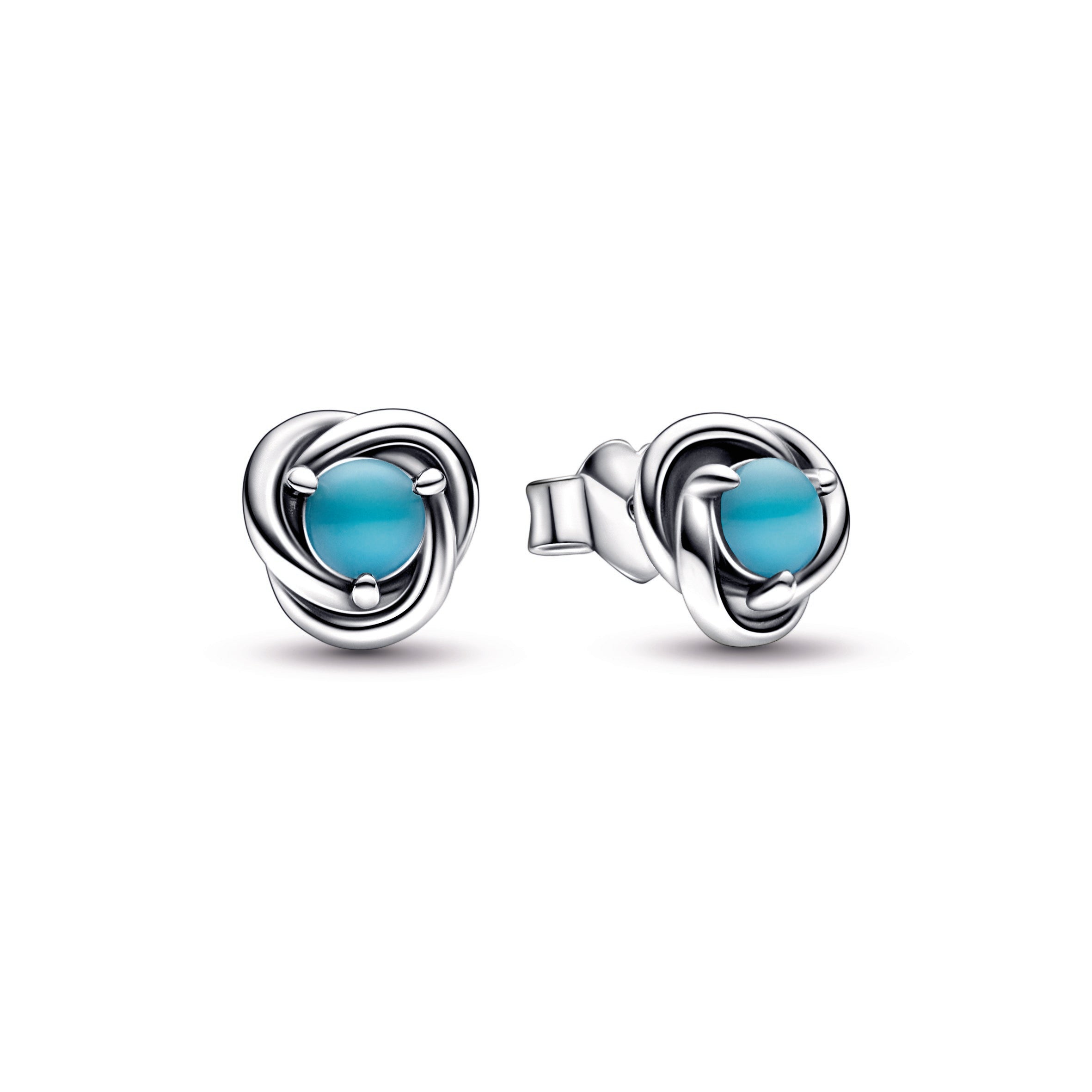 PANDORA Turquoise Blue Eternity Circle Stud Earrings Crystals Birthdays Statement Ring Jewelry Gift