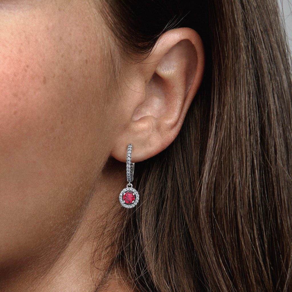 PANDORA Red Round Sparkling Hoop Earrings Crystals Statement Ring Jewelry Gift