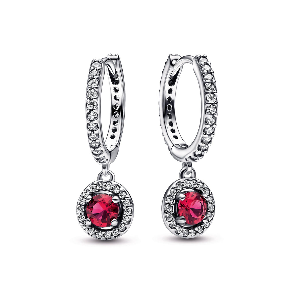 PANDORA Red Round Sparkling Hoop Earrings Crystals Statement Ring Jewelry Gift