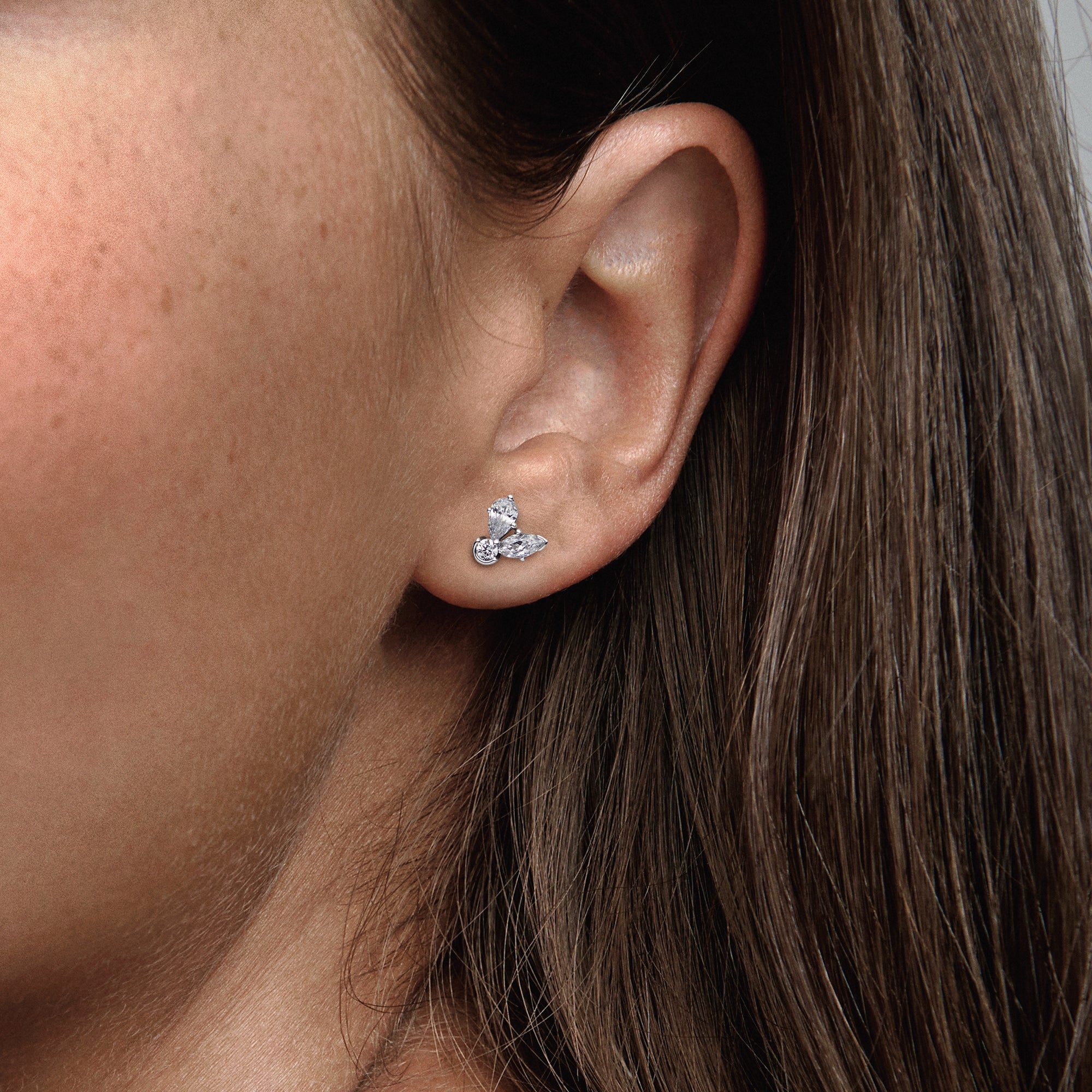 PANDORA Sparkling Herbarium Cluster Stud Earrings Sterling Silver Statement Ring Jewelry Gift