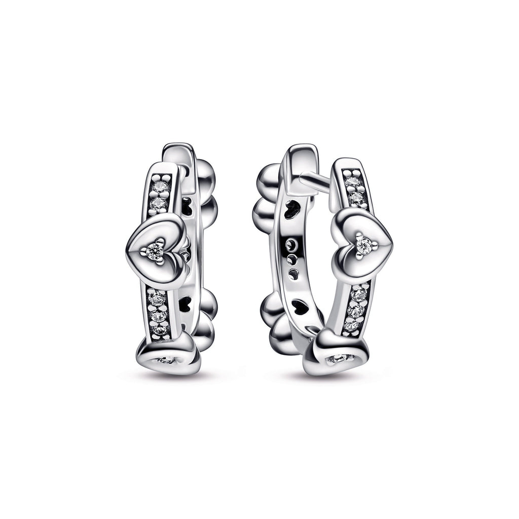 PANDORA Radiant Sparkling Hearts Hoop Earrings Cubic Zirconia Statement Ring Jewelry Gift