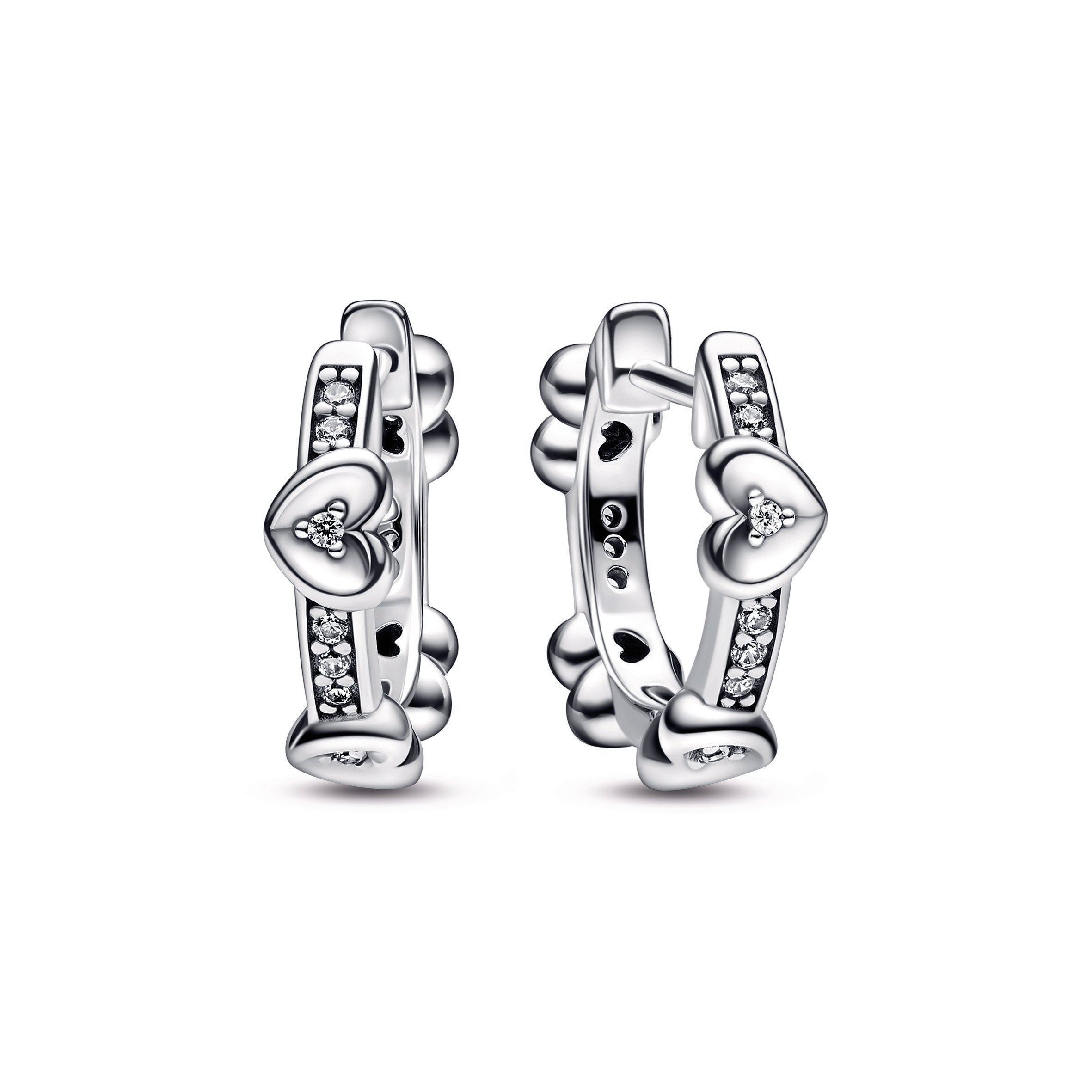 PANDORA Radiant Sparkling Hearts Hoop Earrings Cubic Zirconia Statement Ring Jewelry Gift