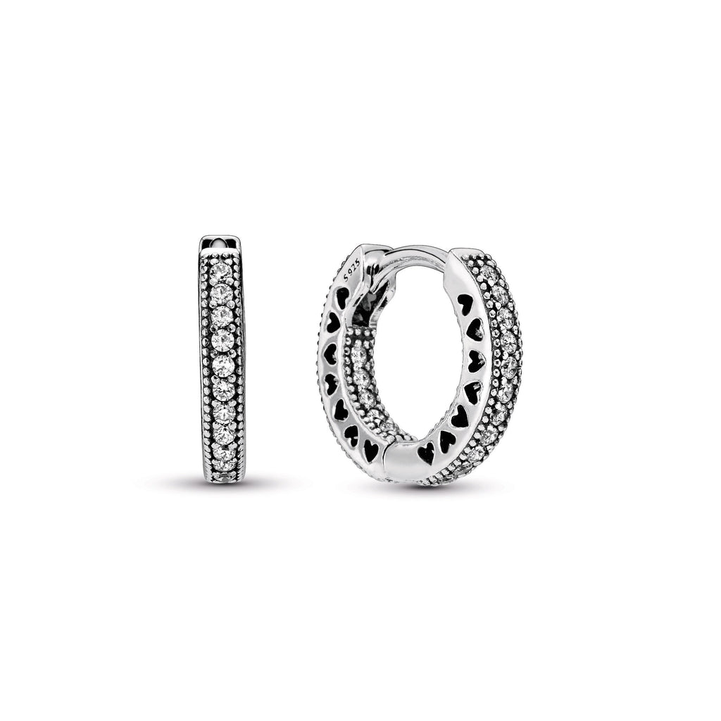 PANDORA Pavé Heart Hoop Earrings Cubic Zirconia Statement Ring Jewelry Gift