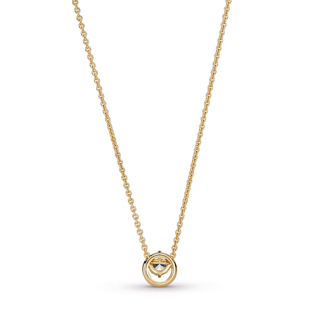 PANDORA Sparkling Round Halo Pendant Collier Necklace 14K Gold Plated Unique Metal Blend Necklaces And Pendants Pendant Necklace Jewelry Gift