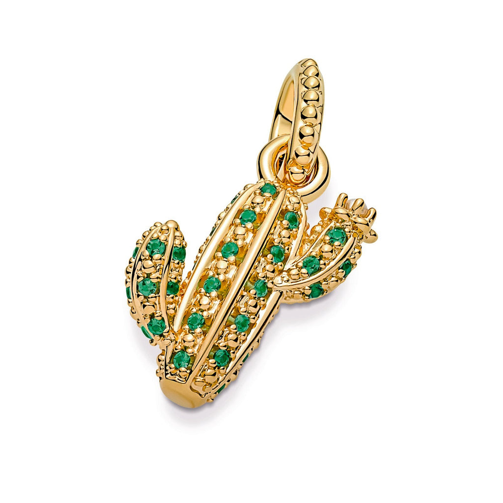 PANDORA Sparkling Desert Cactus Pendant 14K Gold Plated Unique Metal Blend Necklaces And Pendants Pendant Necklace Jewelry Gift