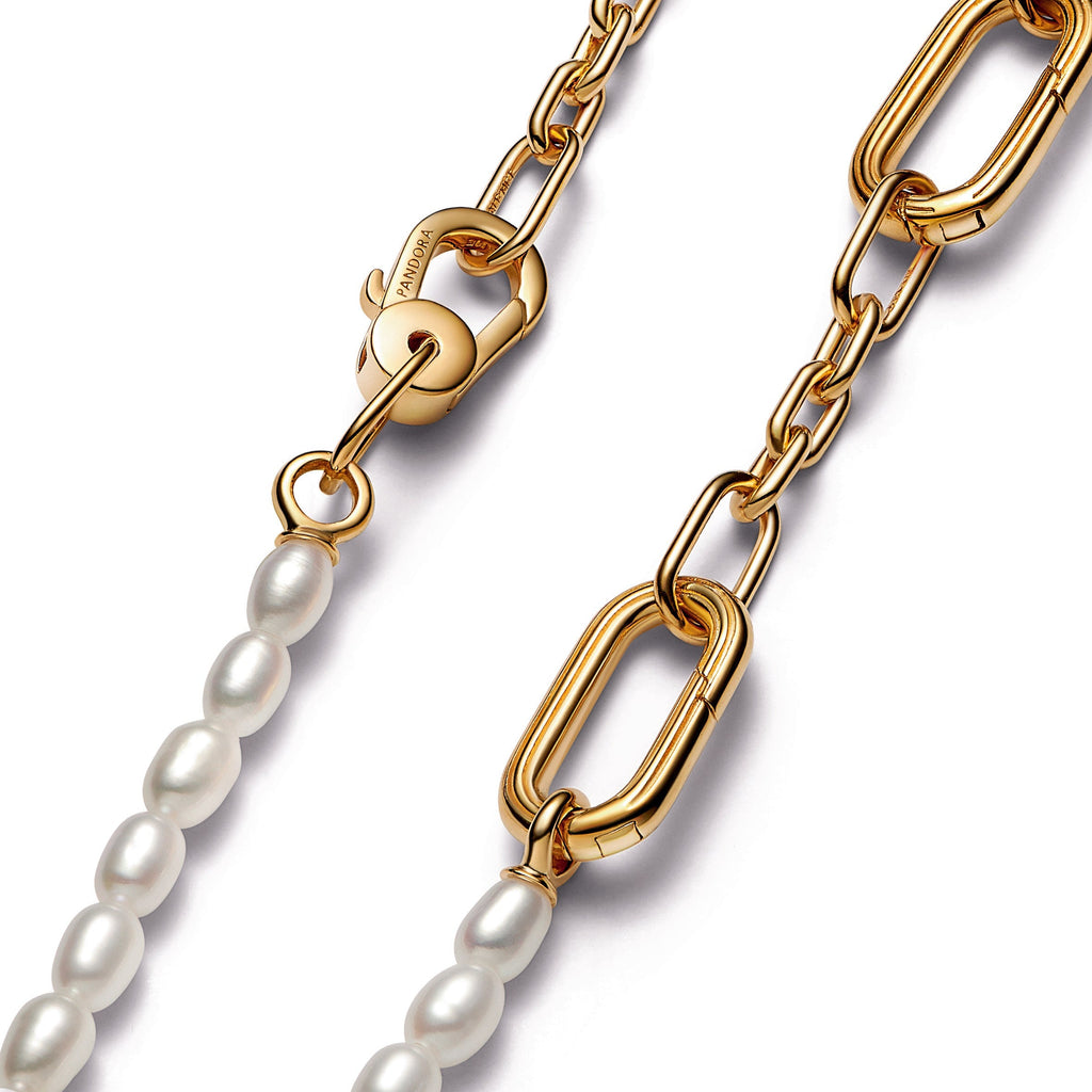 PANDORA ME Slim Treated Freshwater Cultured Pearl Necklace 14K Gold Plated Unique Metal Blend Necklaces And Pendants Pendant Necklace Jewelry Gift