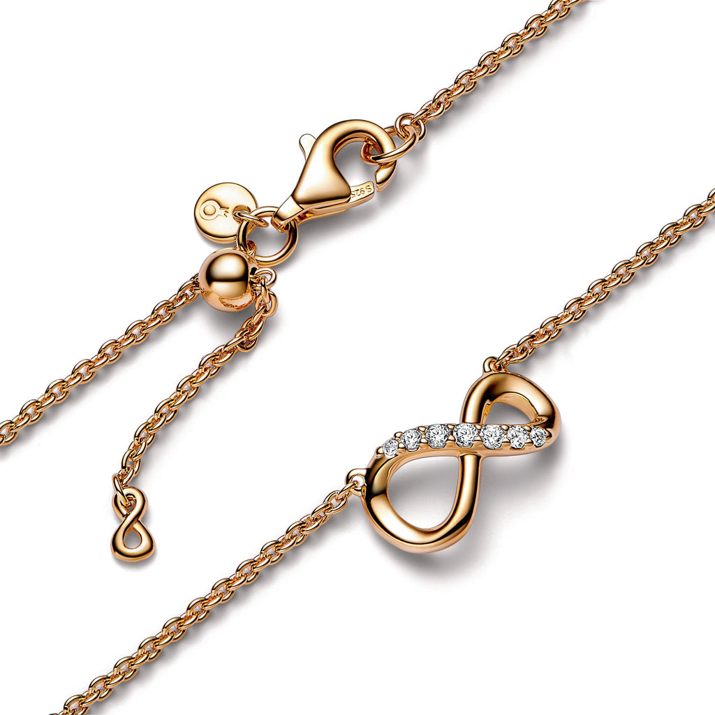 PANDORA Sparkling Infinity Collier Necklace 14K Gold Plated Unique Metal Blend Necklaces And Pendants Pendant Necklace Jewelry Gift