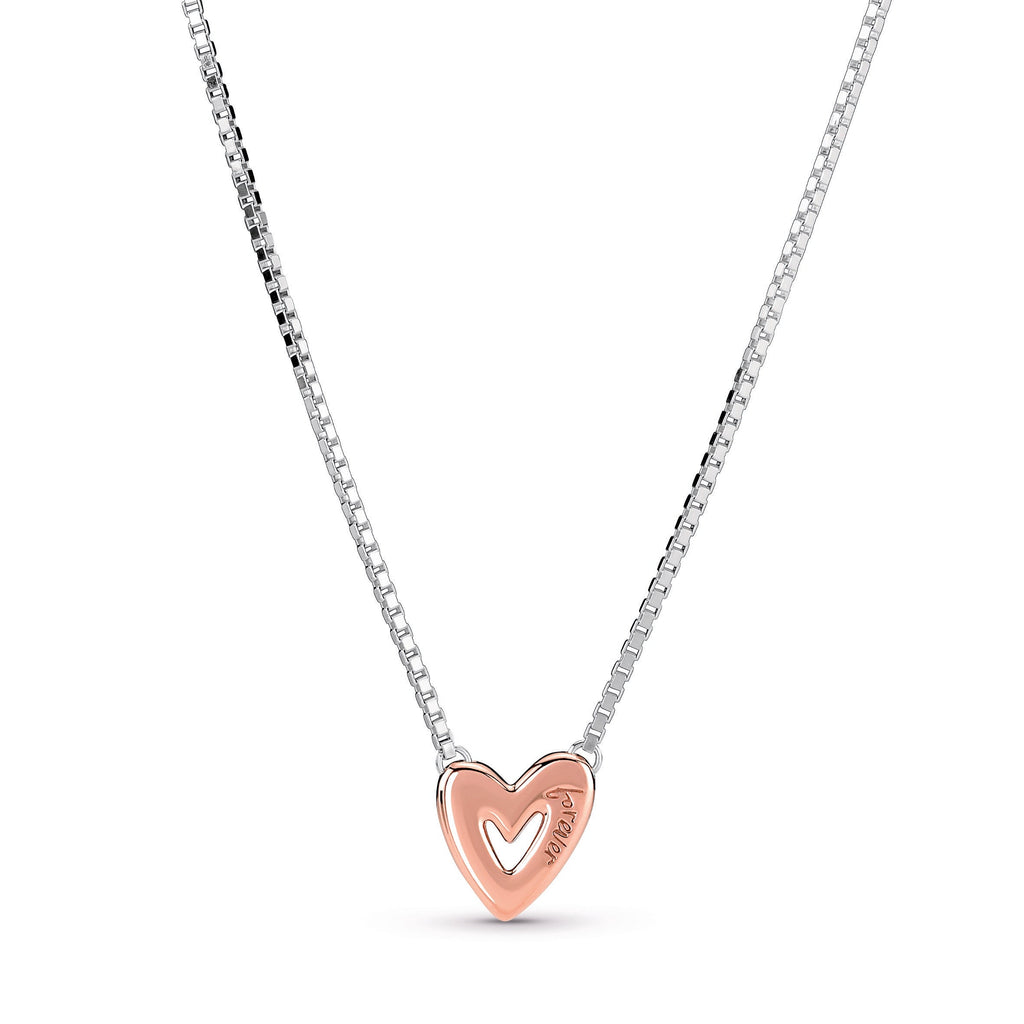 PANDORA Sparkling Freehand Heart Necklace 14K Rose Gold Plated Unique Metal Blend Necklaces And Pendants Pendant Necklace Jewelry Gift