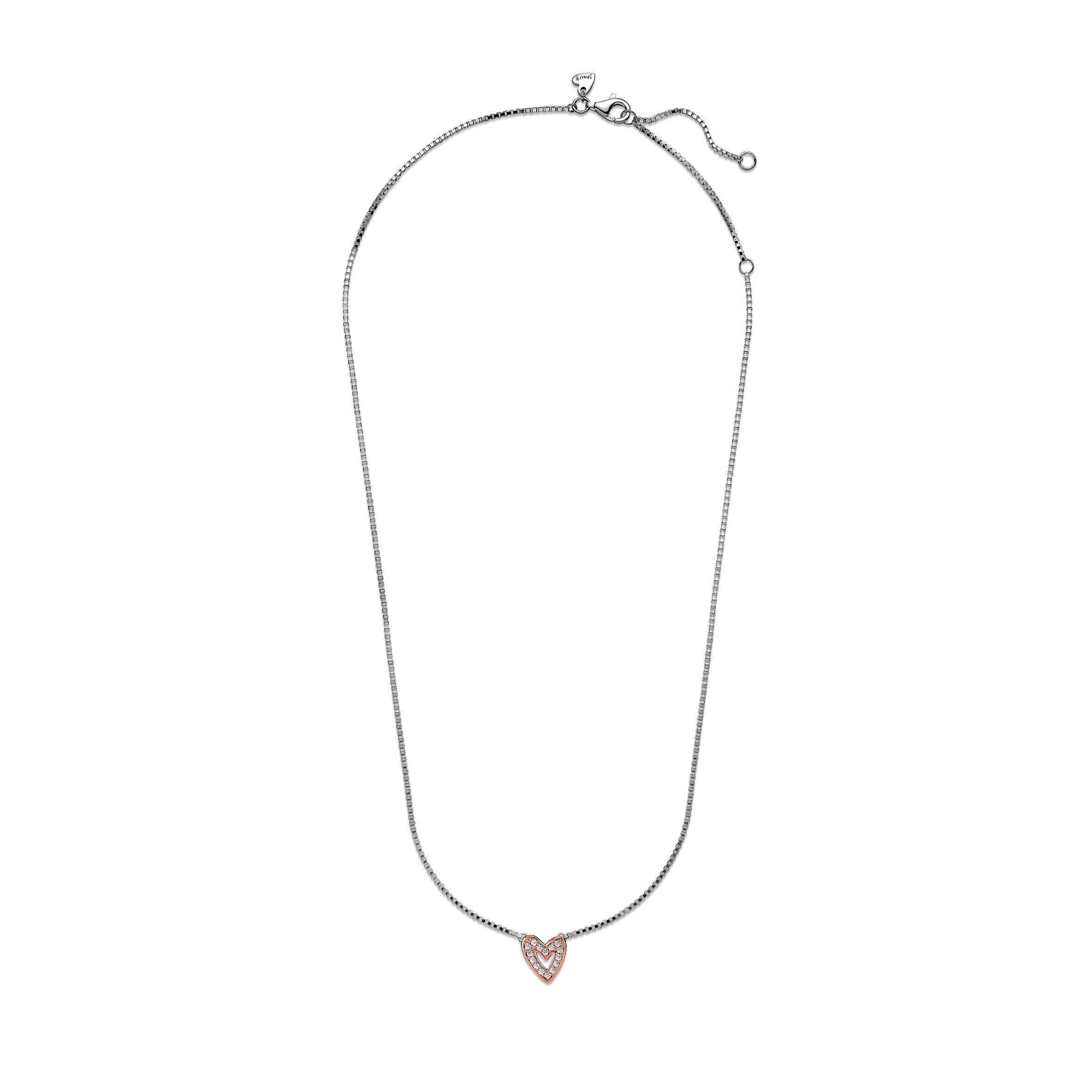 PANDORA Sparkling Freehand Heart Necklace 14K Rose Gold Plated Unique Metal Blend Necklaces And Pendants Pendant Necklace Jewelry Gift