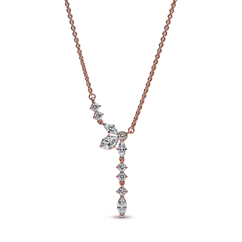 PANDORA Sparkling Herbarium Cluster Drop Collier Necklace 14K Rose Gold Plated Unique Metal Blend Necklaces And Pendants Pendant Necklace Jewelry Gift