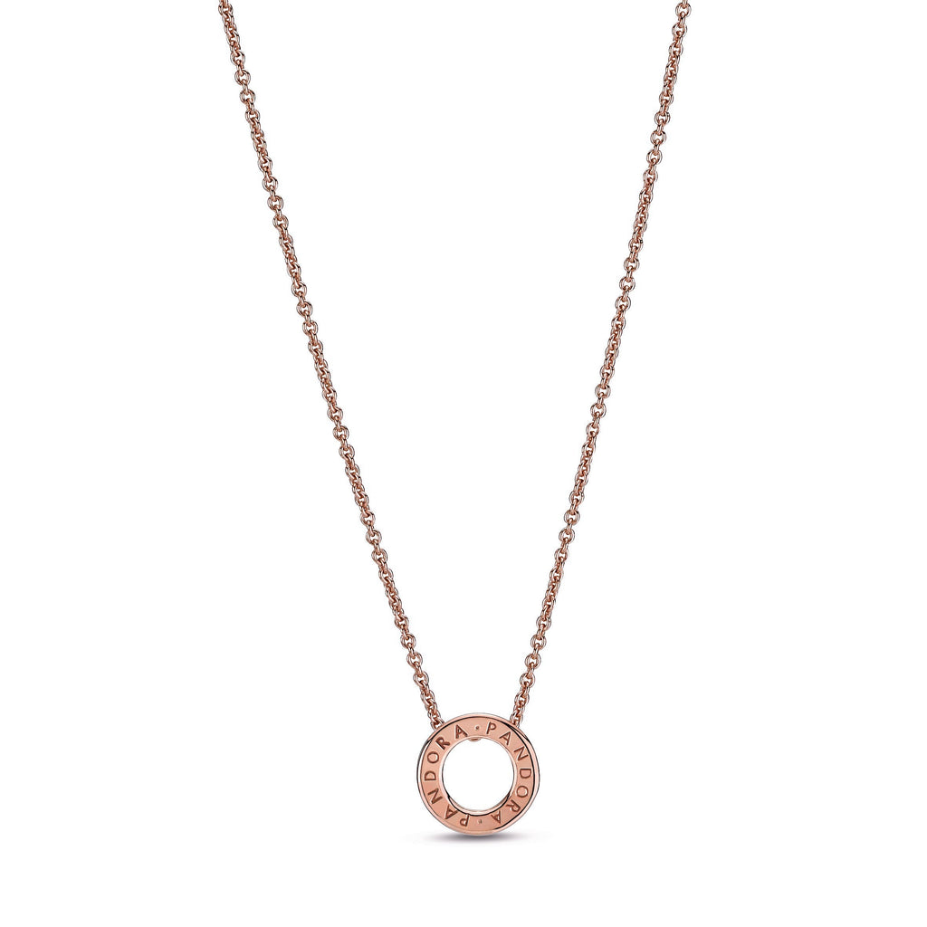 PANDORA Logo Pavé Circle Collier Necklace 14K Rose Gold Plated Unique Metal Blend Necklaces And Pendants Pendant Necklace Jewelry Gift