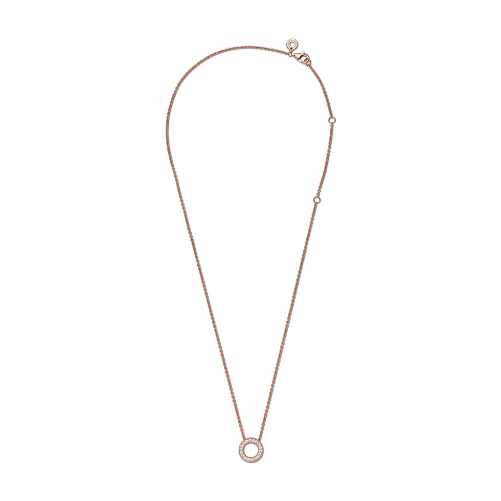 PANDORA Logo Pavé Circle Collier Necklace 14K Rose Gold Plated Unique Metal Blend Necklaces And Pendants Pendant Necklace Jewelry Gift