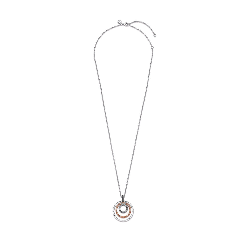 PANDORA Two-tone Circles Pendant And Necklace 14K Rose Gold Plated Unique Metal Blend Necklaces And Pendants Pendant Necklace Jewelry Gift