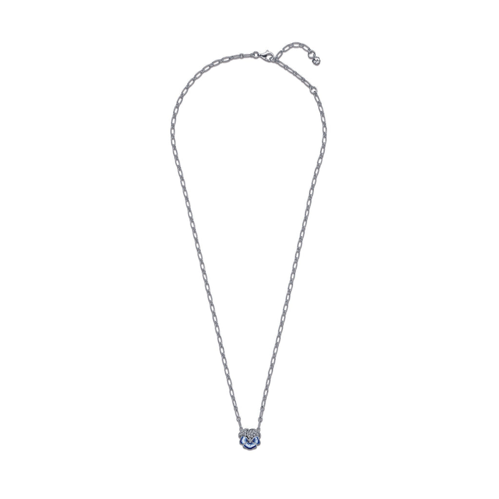 PANDORA Blue Pansy Flower Pendant Necklace Enamel Necklaces And Pendants Jewelry Gift