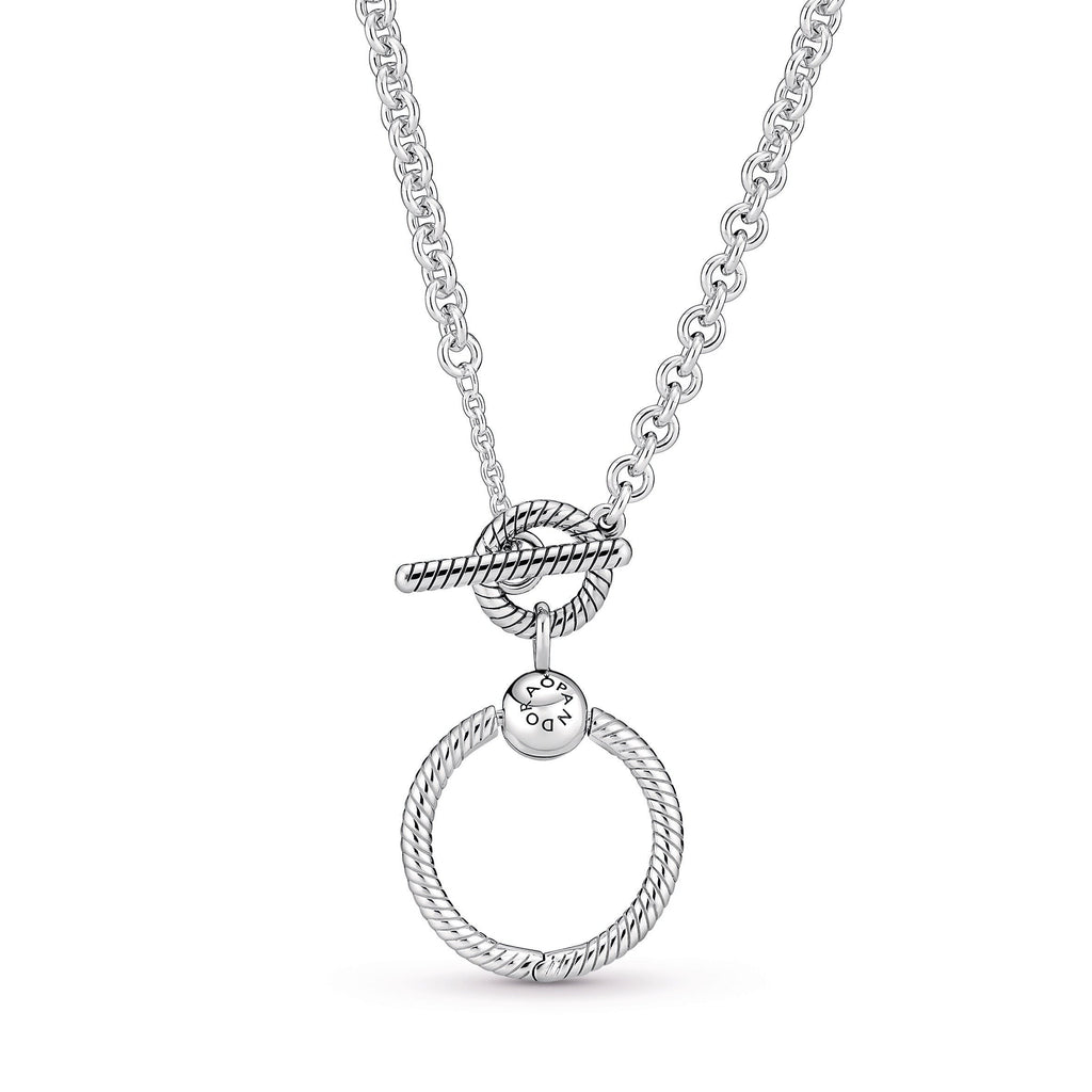 PANDORA Moments O Pendant T-bar Necklace Sterling Silver Pendant Necklace Jewelry Gift