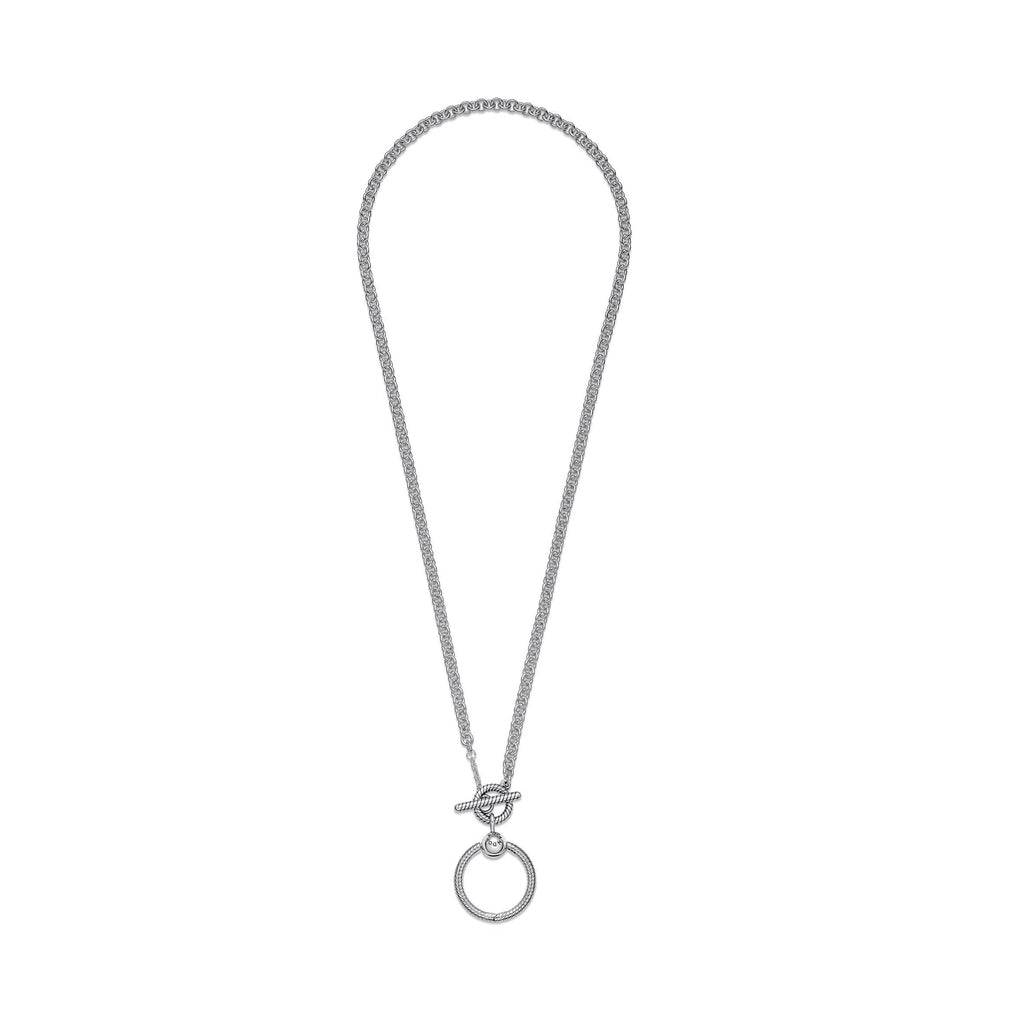 PANDORA Moments O Pendant T-bar Necklace Sterling Silver Pendant Necklace Jewelry Gift