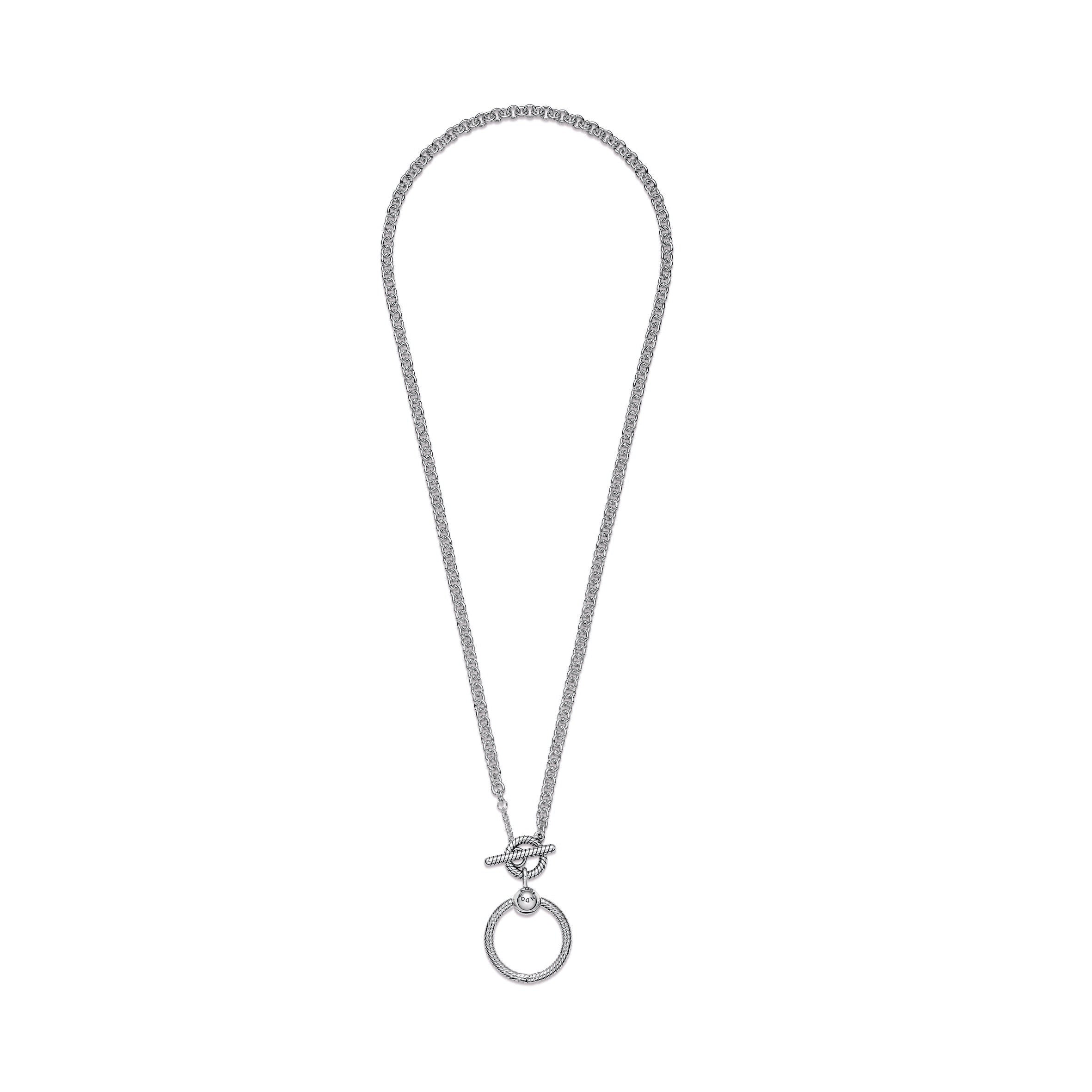 PANDORA Moments O Pendant T-bar Necklace Sterling Silver Pendant Necklace Jewelry Gift