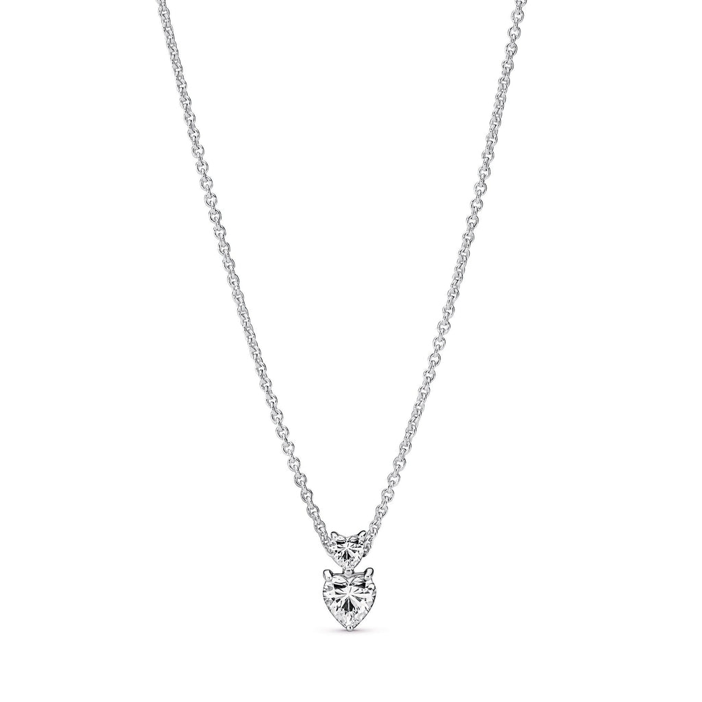 PANDORA Double Heart Pendant Sparkling Collier Necklace Cubic Zirconia Necklaces And Pendants Pendant Necklace Jewelry Gift