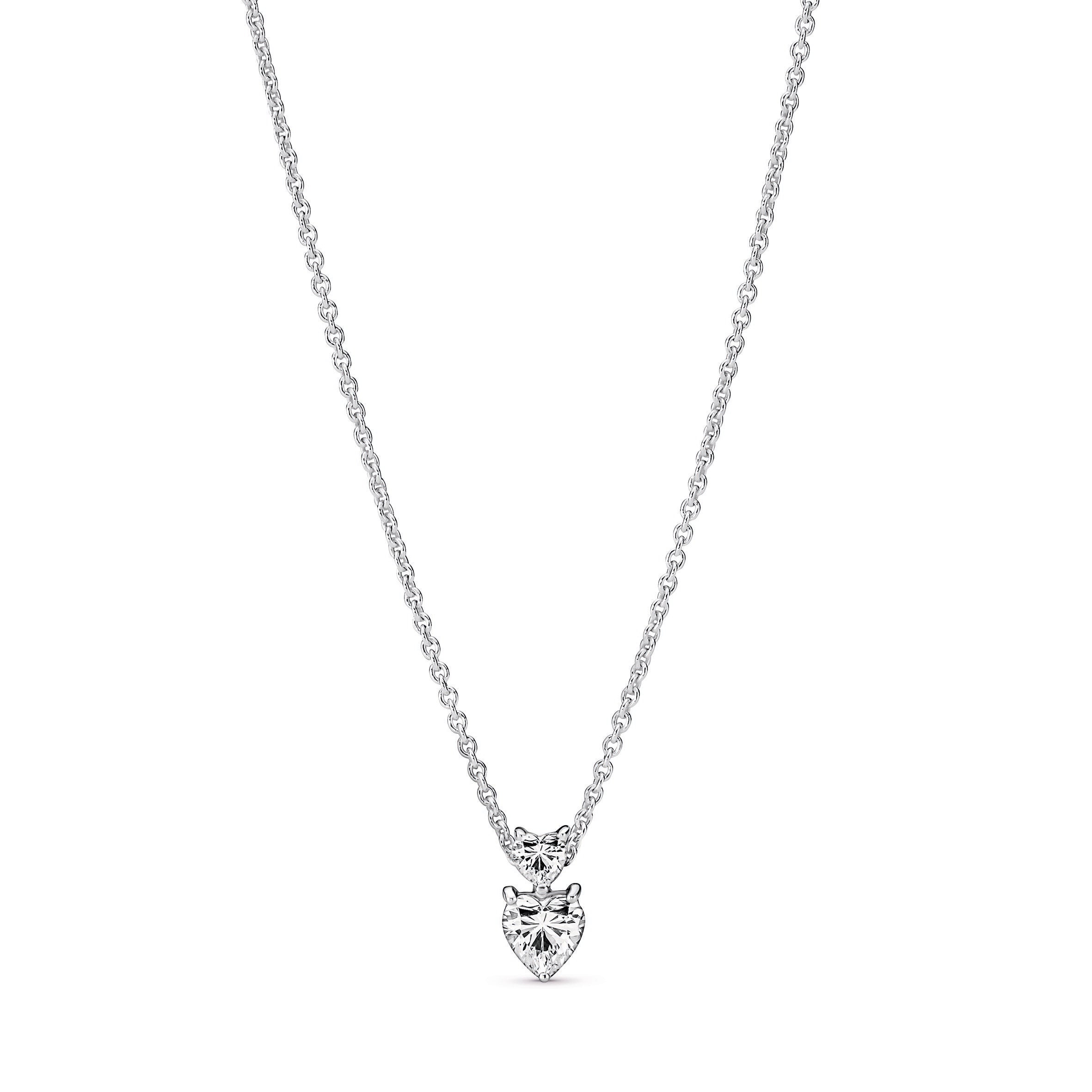 PANDORA Double Heart Pendant Sparkling Collier Necklace Cubic Zirconia Necklaces And Pendants Pendant Necklace Jewelry Gift