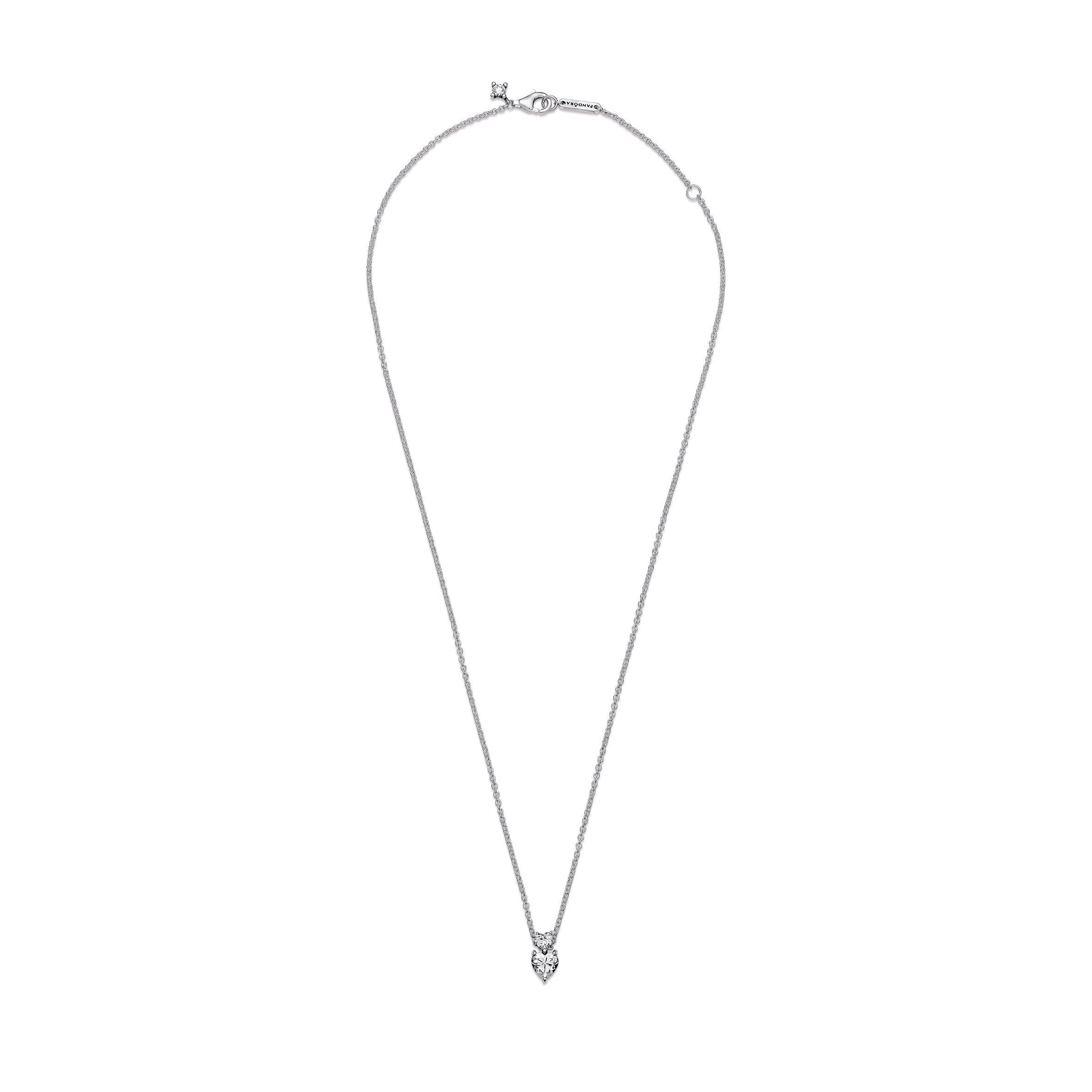 PANDORA Double Heart Pendant Sparkling Collier Necklace Cubic Zirconia Necklaces And Pendants Pendant Necklace Jewelry Gift