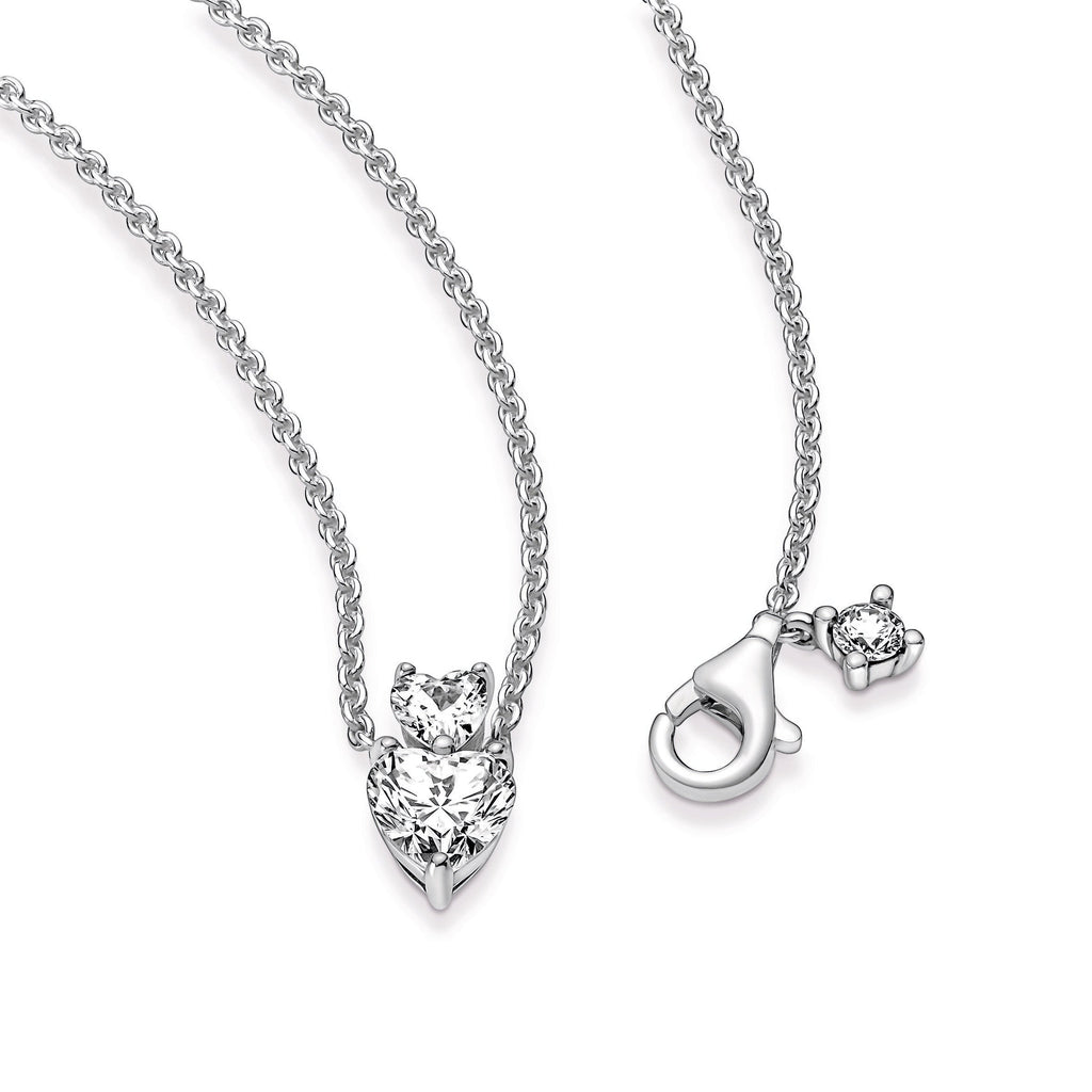 PANDORA Double Heart Pendant Sparkling Collier Necklace Cubic Zirconia Necklaces And Pendants Pendant Necklace Jewelry Gift