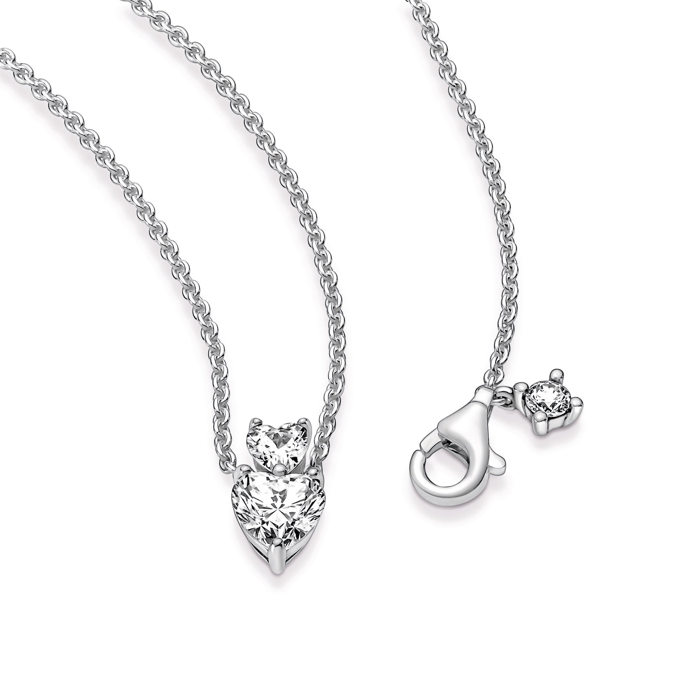 PANDORA Double Heart Pendant Sparkling Collier Necklace Cubic Zirconia Necklaces And Pendants Pendant Necklace Jewelry Gift