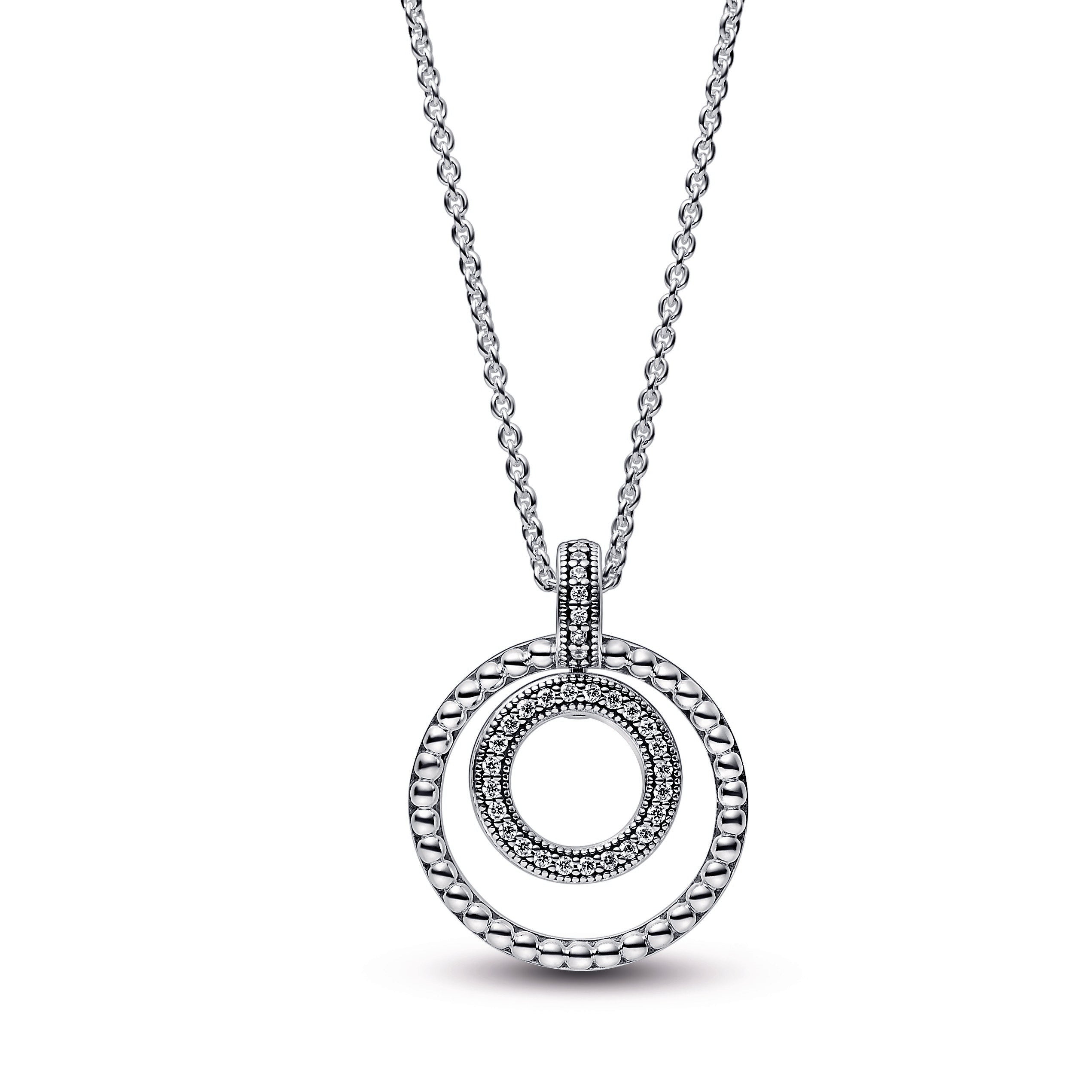 PANDORA Signature Pavé And Beads Pendant And Necklace Sterling Silver Necklaces And Pendants Pendant Necklace Jewelry Gift