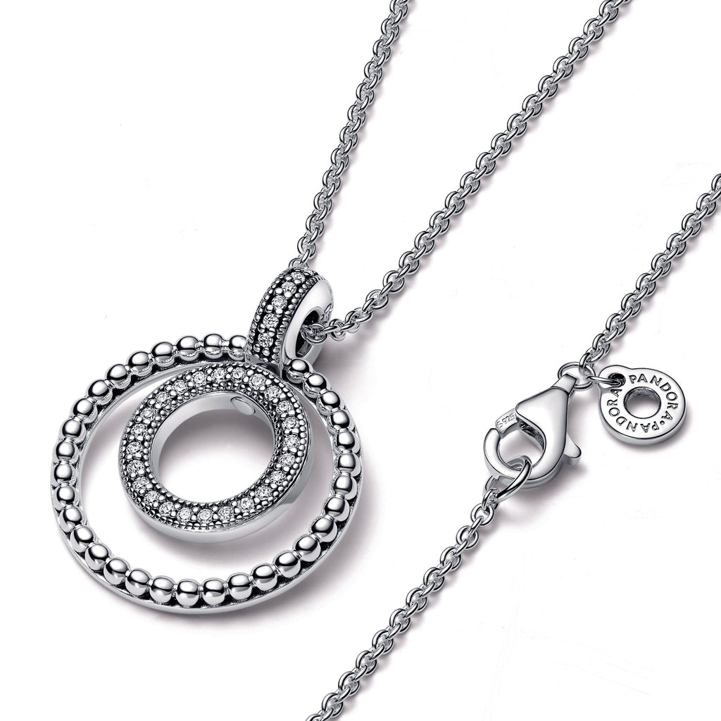 PANDORA Signature Pavé And Beads Pendant And Necklace Sterling Silver Necklaces And Pendants Pendant Necklace Jewelry Gift