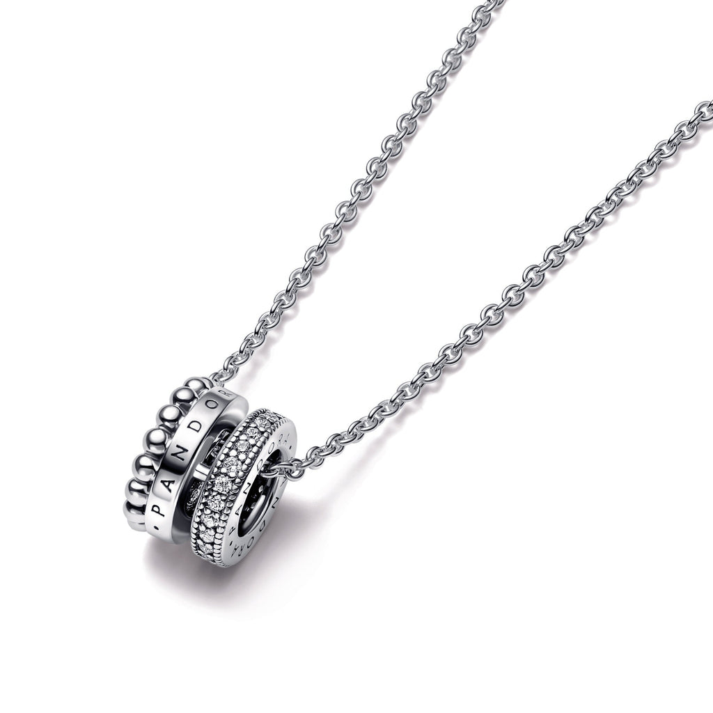 PANDORA Signature Logo Pavé And Beads Pendant And Necklace Cubic Zirconia Necklaces And Pendants Pendant Necklace Jewelry Gift